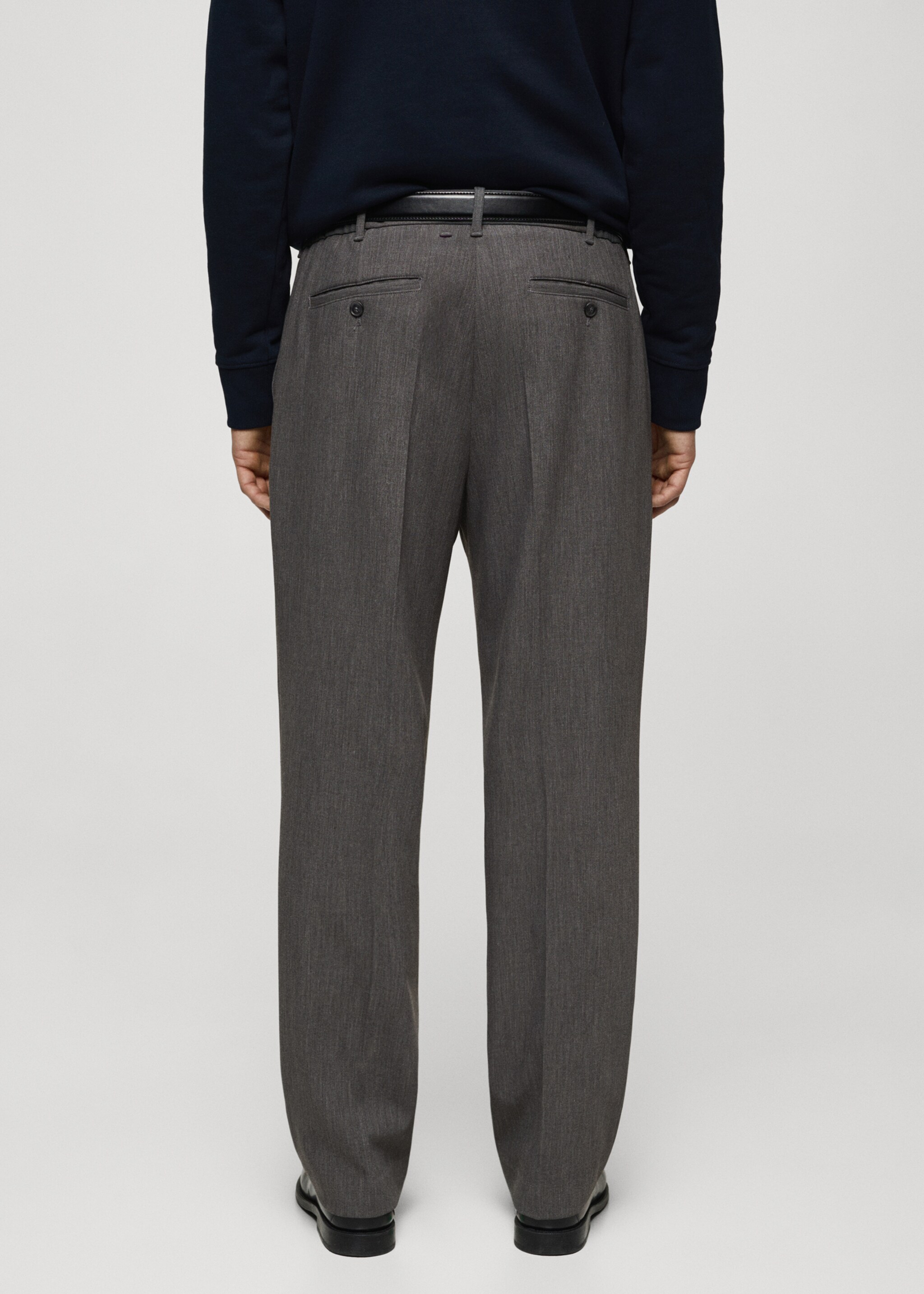 Straight-fit pleated trousers - Reverse of the article, Grey. Ref: 87050640-00.