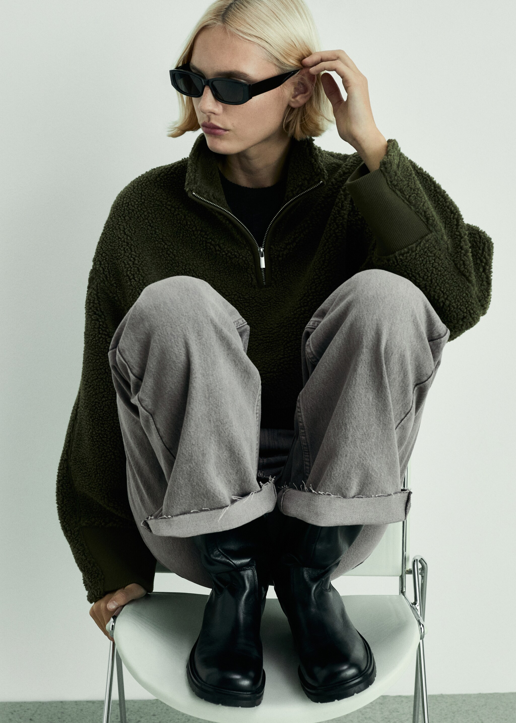 Danila high-waisted wide-leg jeans - Details of the article 2, Denim Grey. Ref: 87050641-00.