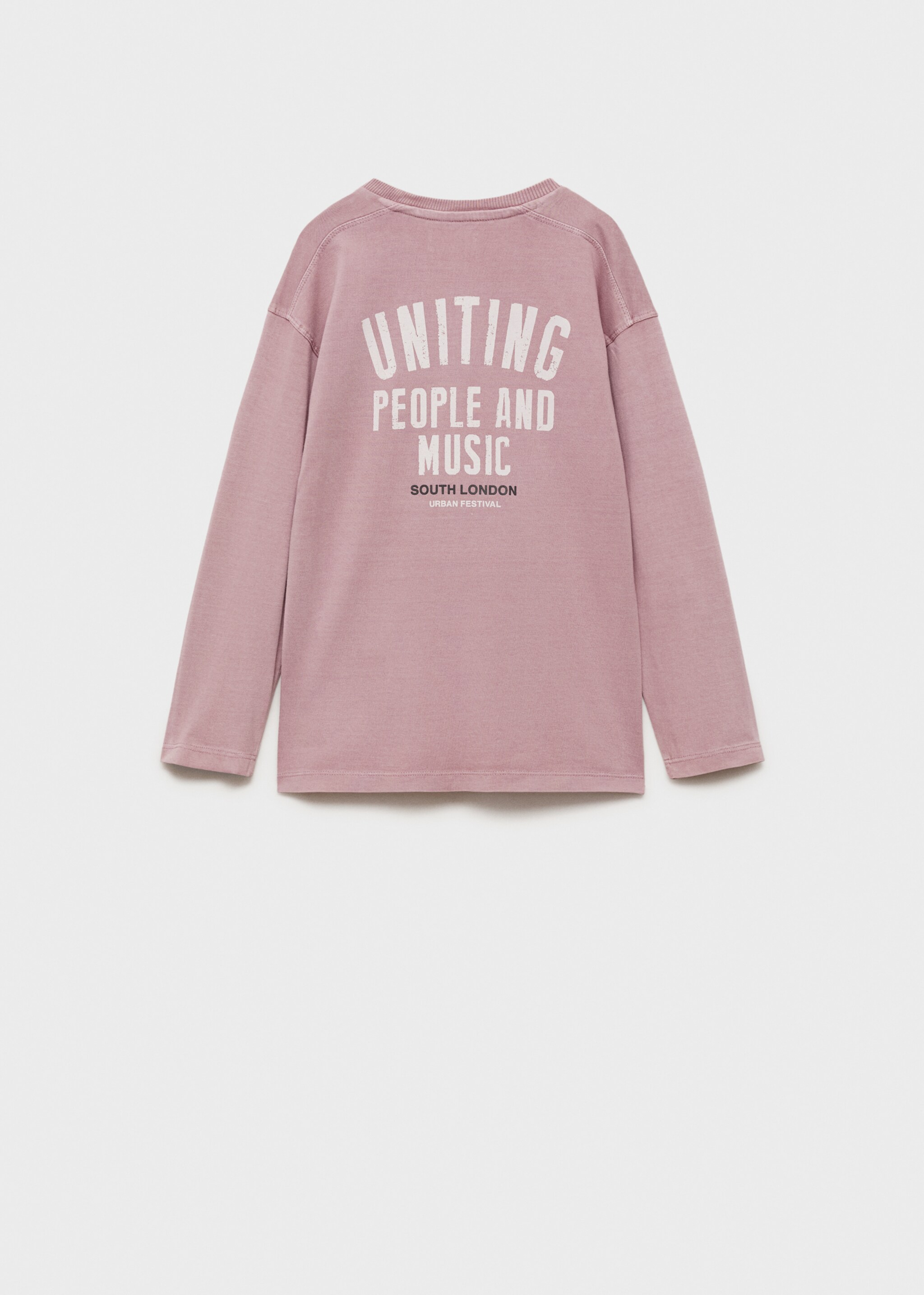 Katoenen T-shirt met verwassen effect - Achterkant van het artikel, Licht/Pastelpaars. Ref: 87050642-00.