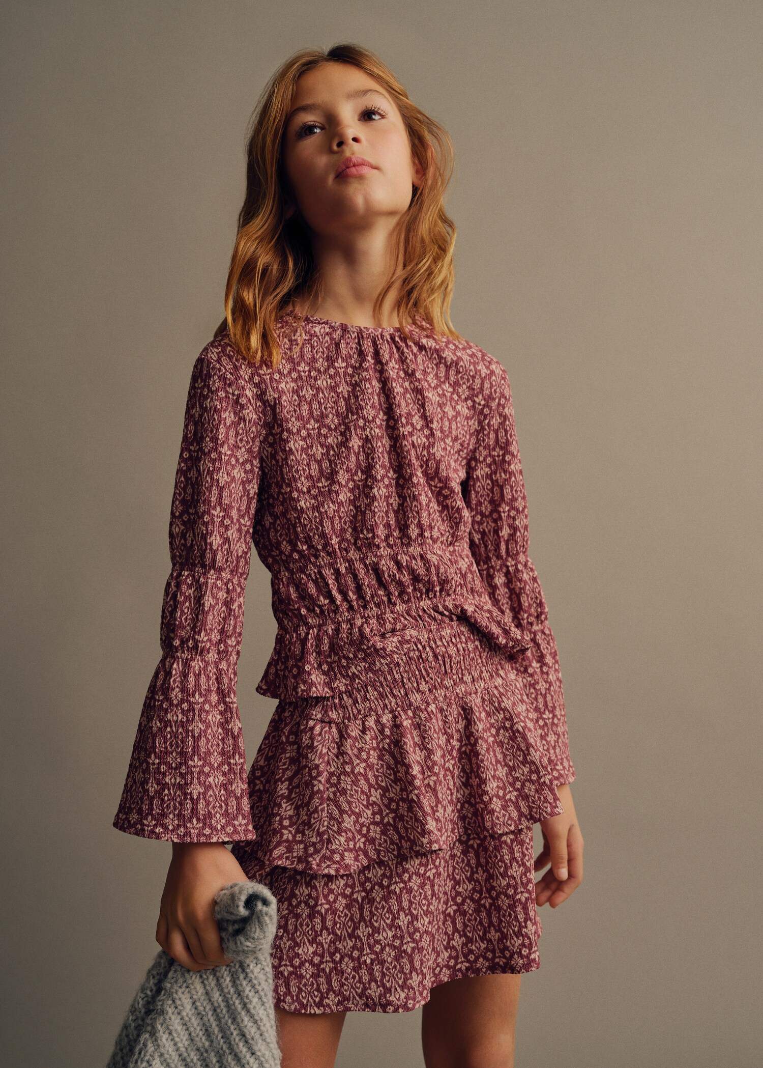 Bedrukte rok met ruches - Middenvlak