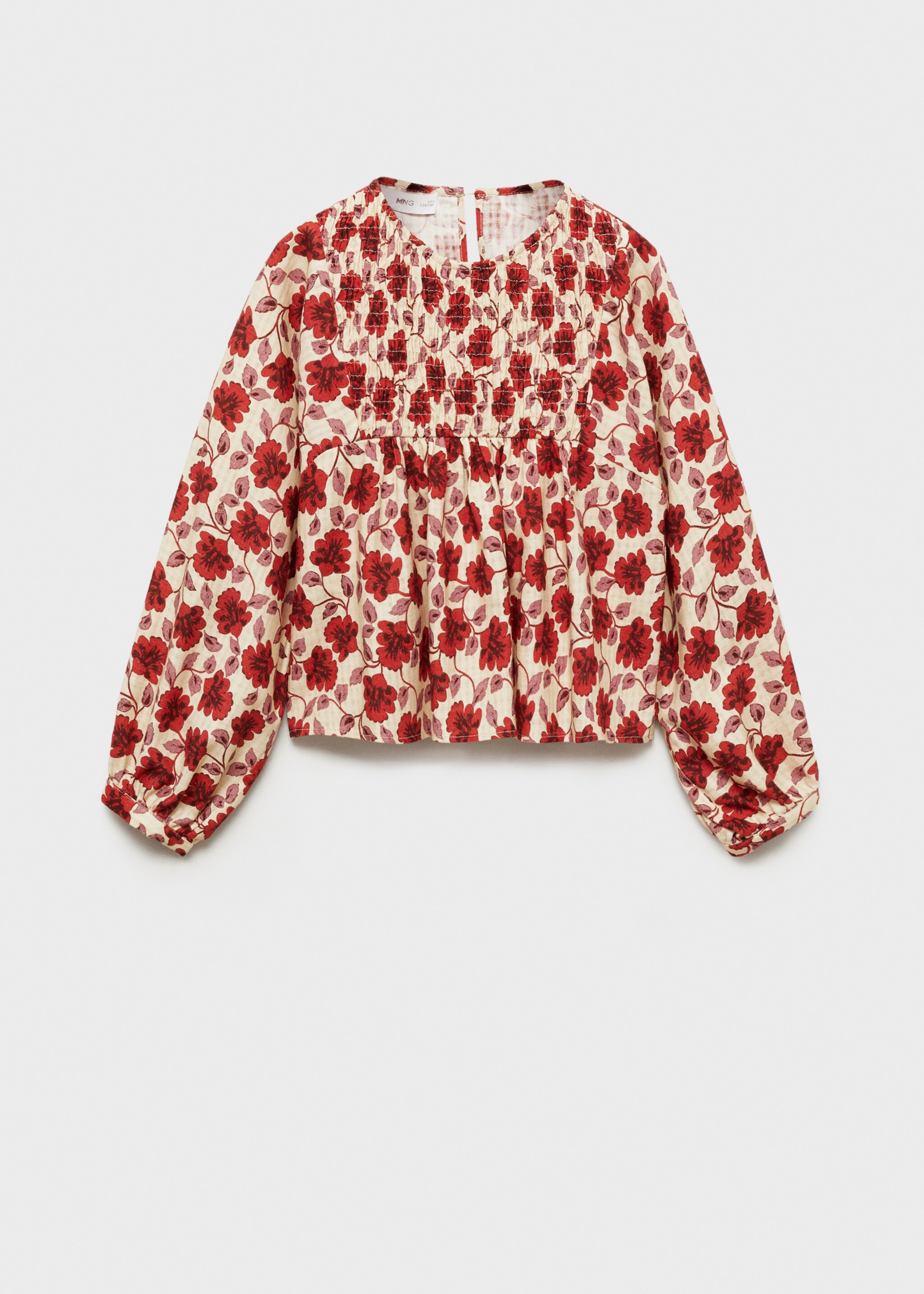 Baumwollbluse mit Blumenmuster - Artikel ohne Model, Ecru. Ref: 87050649-00.