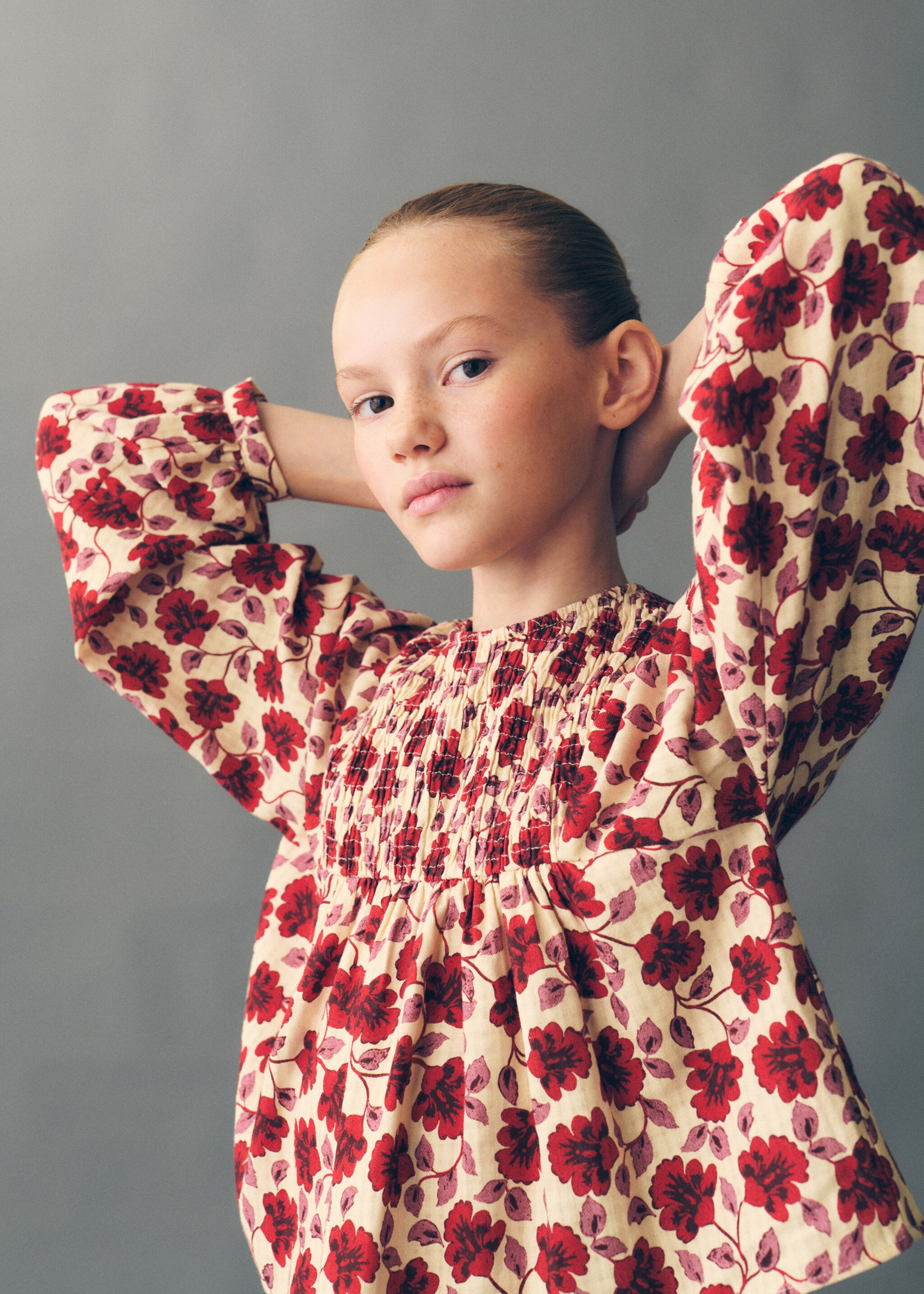 Baumwollbluse mit Blumenmuster - Detail des Artikels 5, Ecru. Ref: 87050649-00.