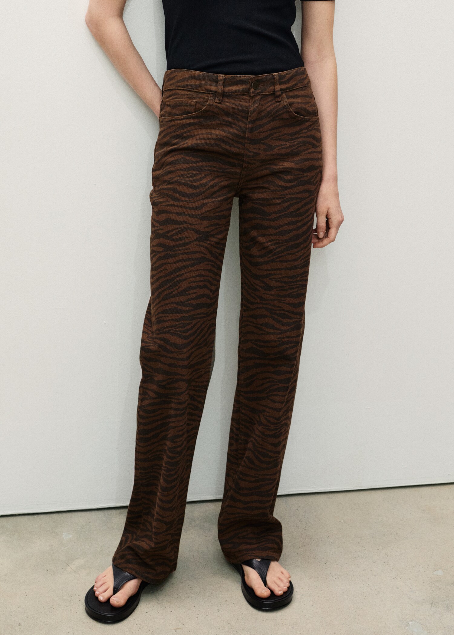 Zebra-print straight-fit jeans - Medium plane