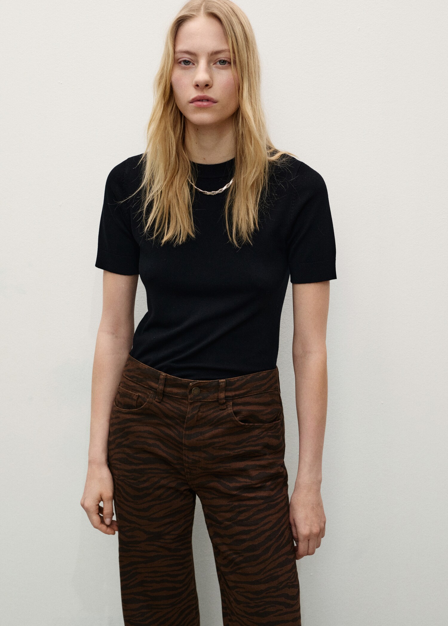 Zebra-print straight-fit jeans - Details of the article 1