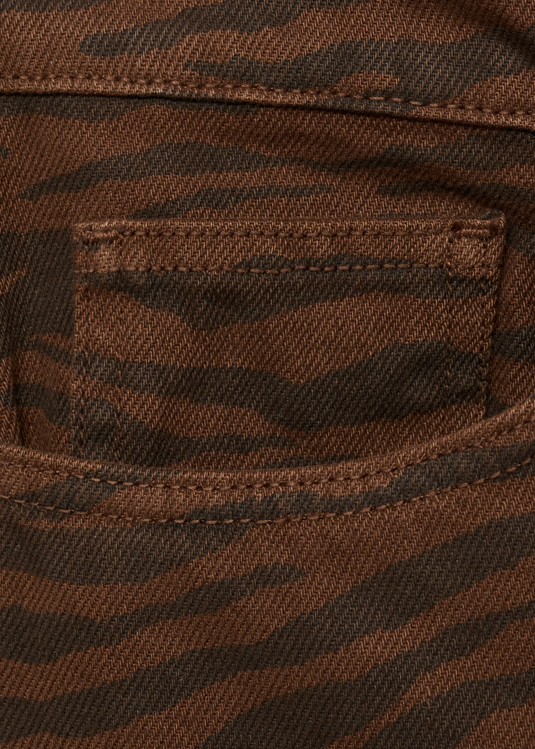 Zebra-print straight-fit jeans - Details of the article 8, Chocolate. Ref: 87050652-00.