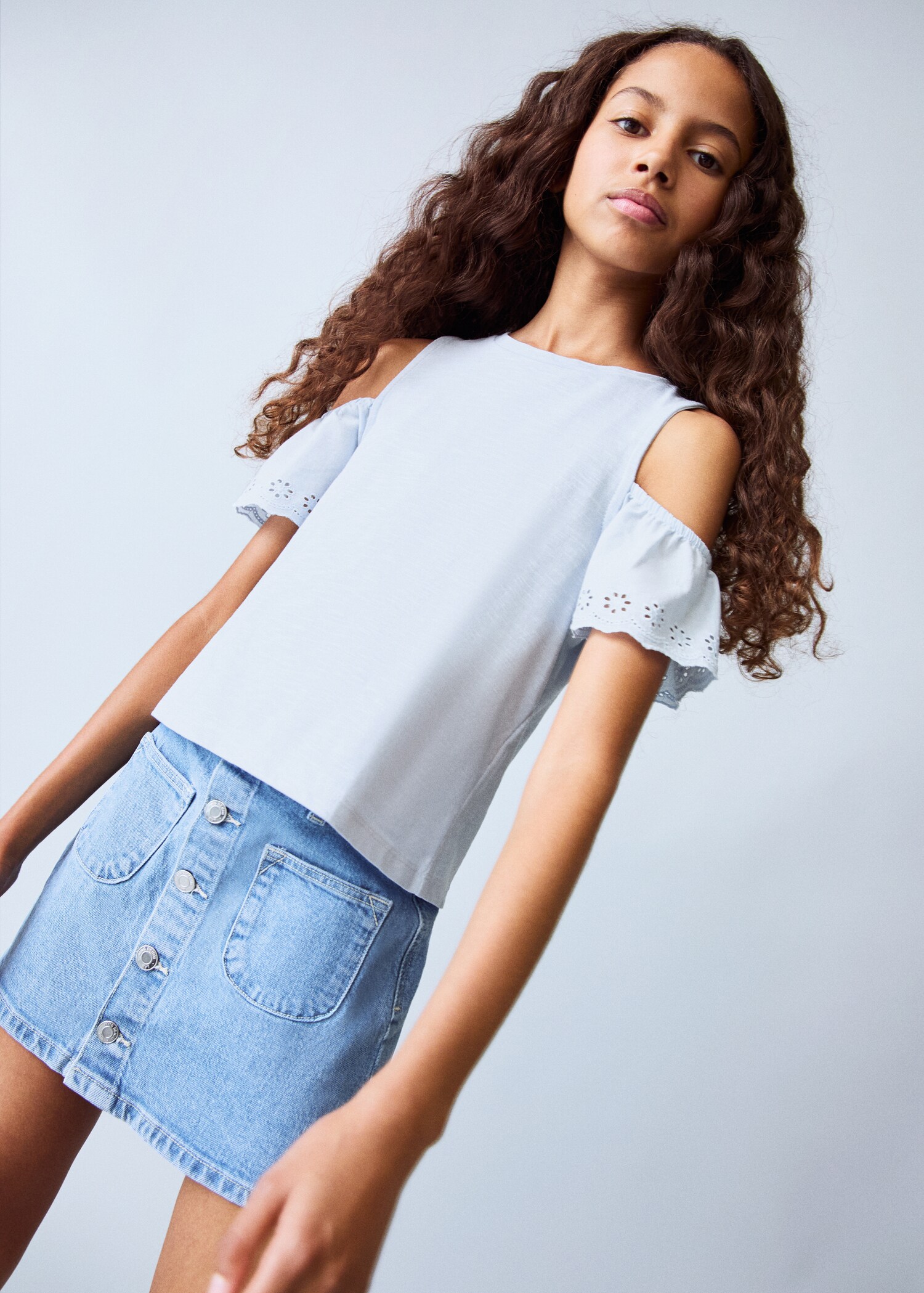 Buttoned denim skirt - Medium plane