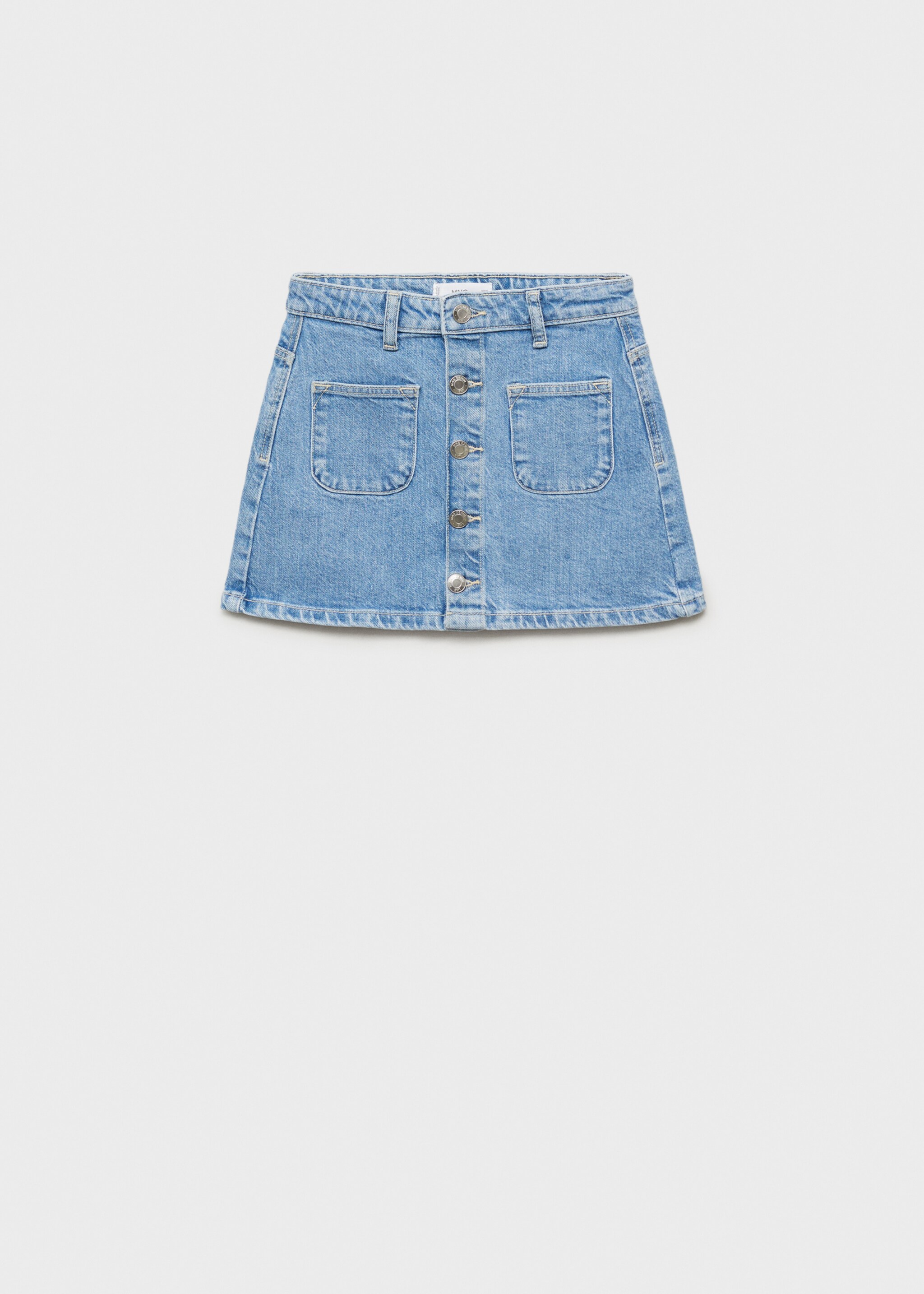 Buttoned denim skirt - Article without model, Medium Blue. Ref: 87051046-00.