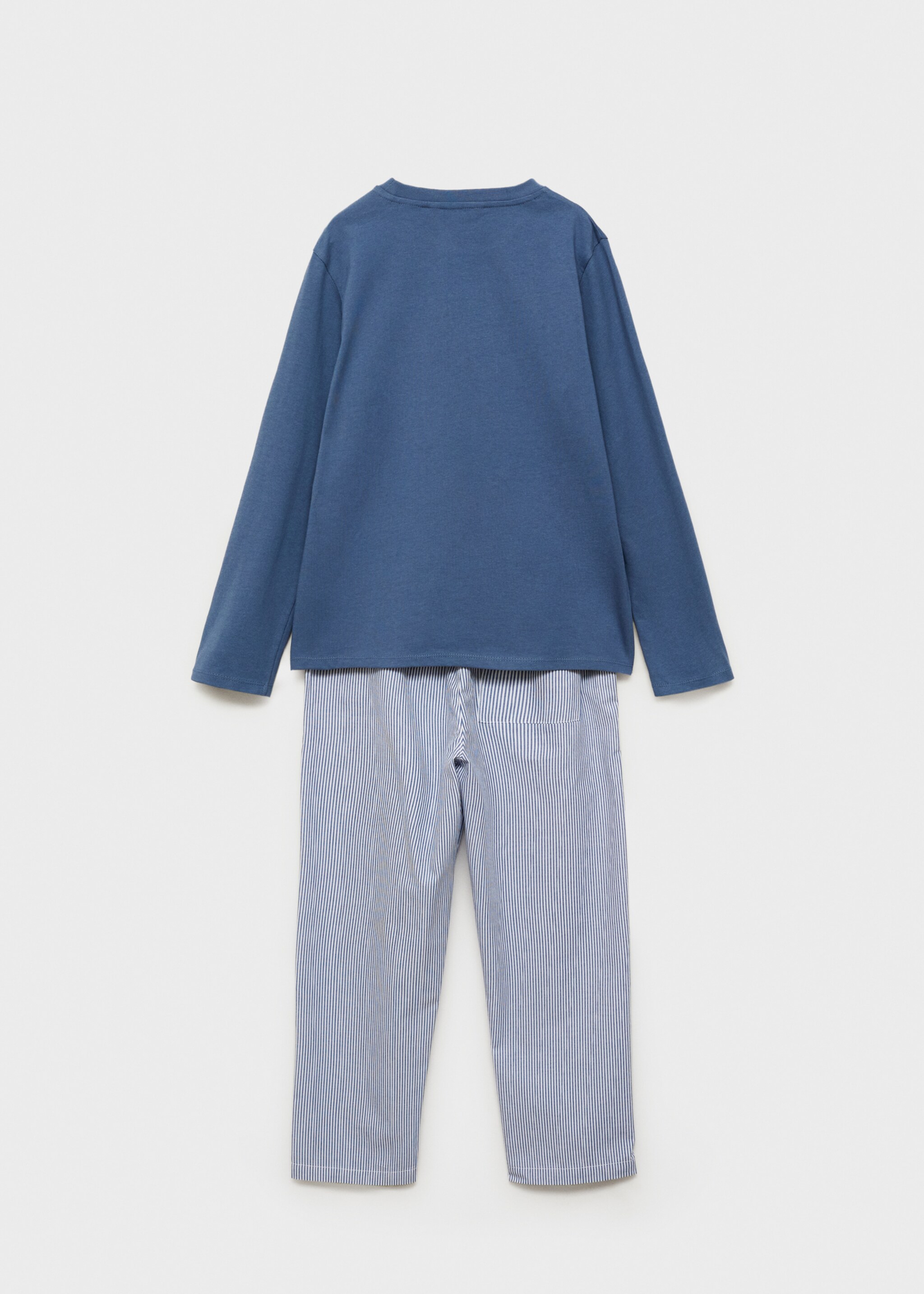 Langer Baumwoll-Pyjama mit Streifenmuster - Rückseite des Artikels, Blau. Ref: 87051049-00.