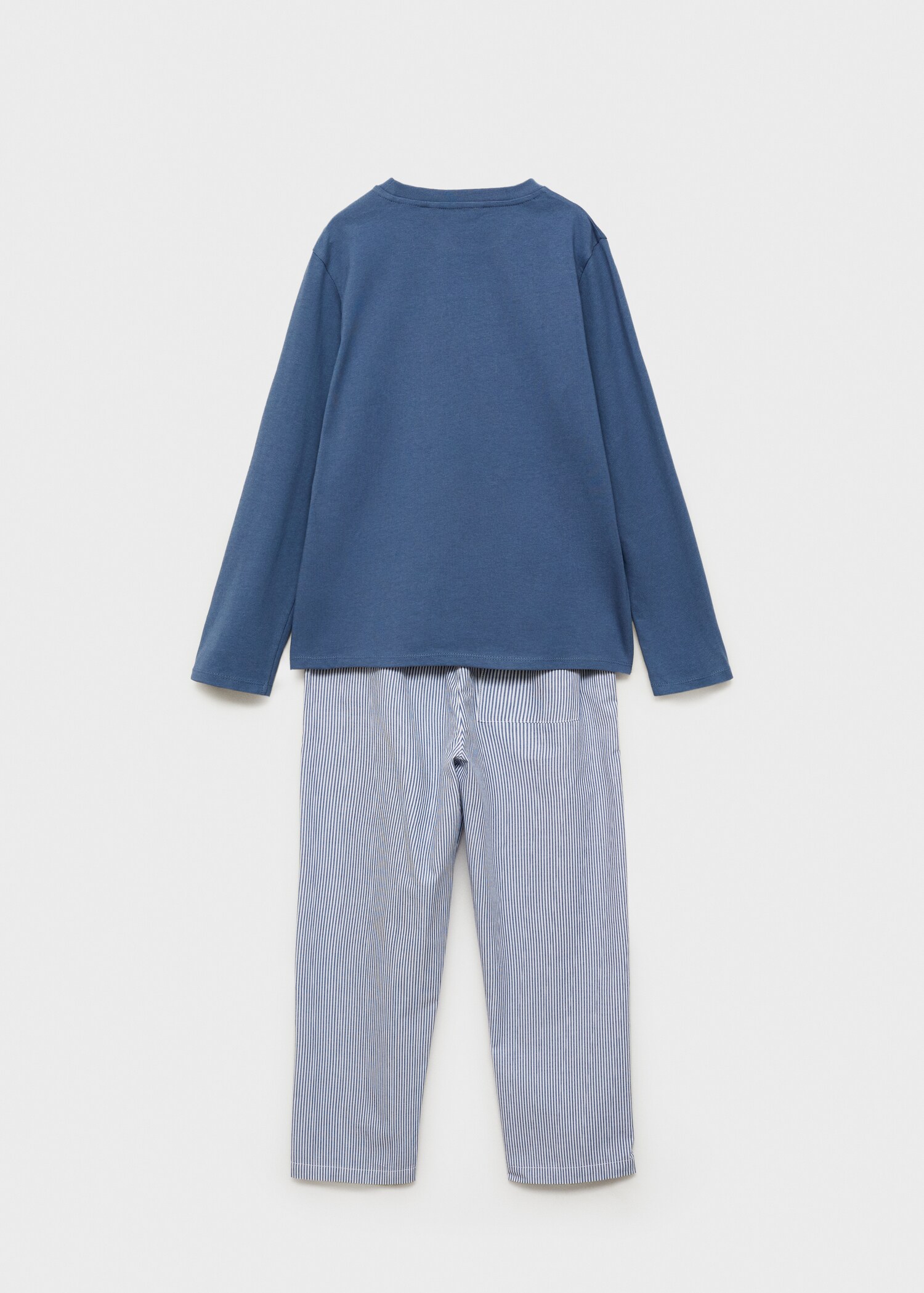 Langer Baumwoll-Pyjama mit Streifenmuster - Rückseite des Artikels