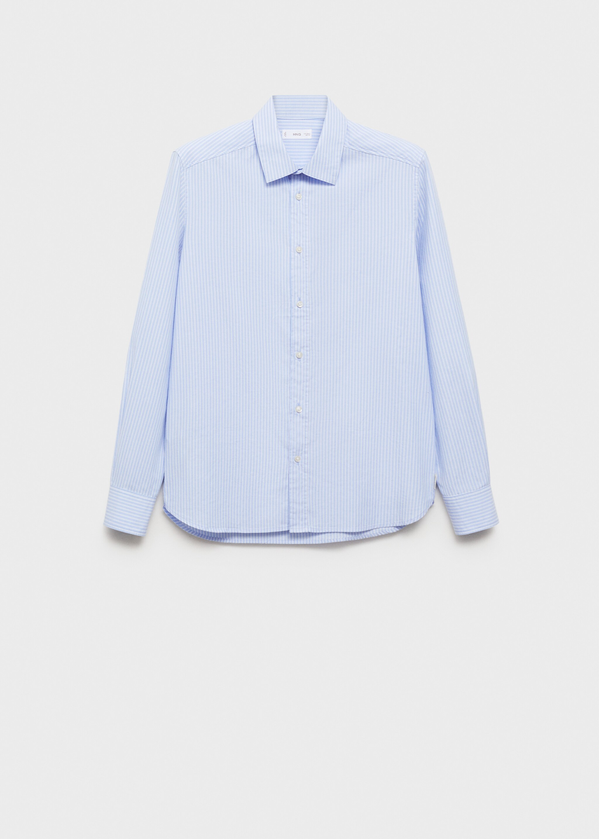 Striped cotton shirt - Article without model, Sky Blue. Ref: 87051055-00.