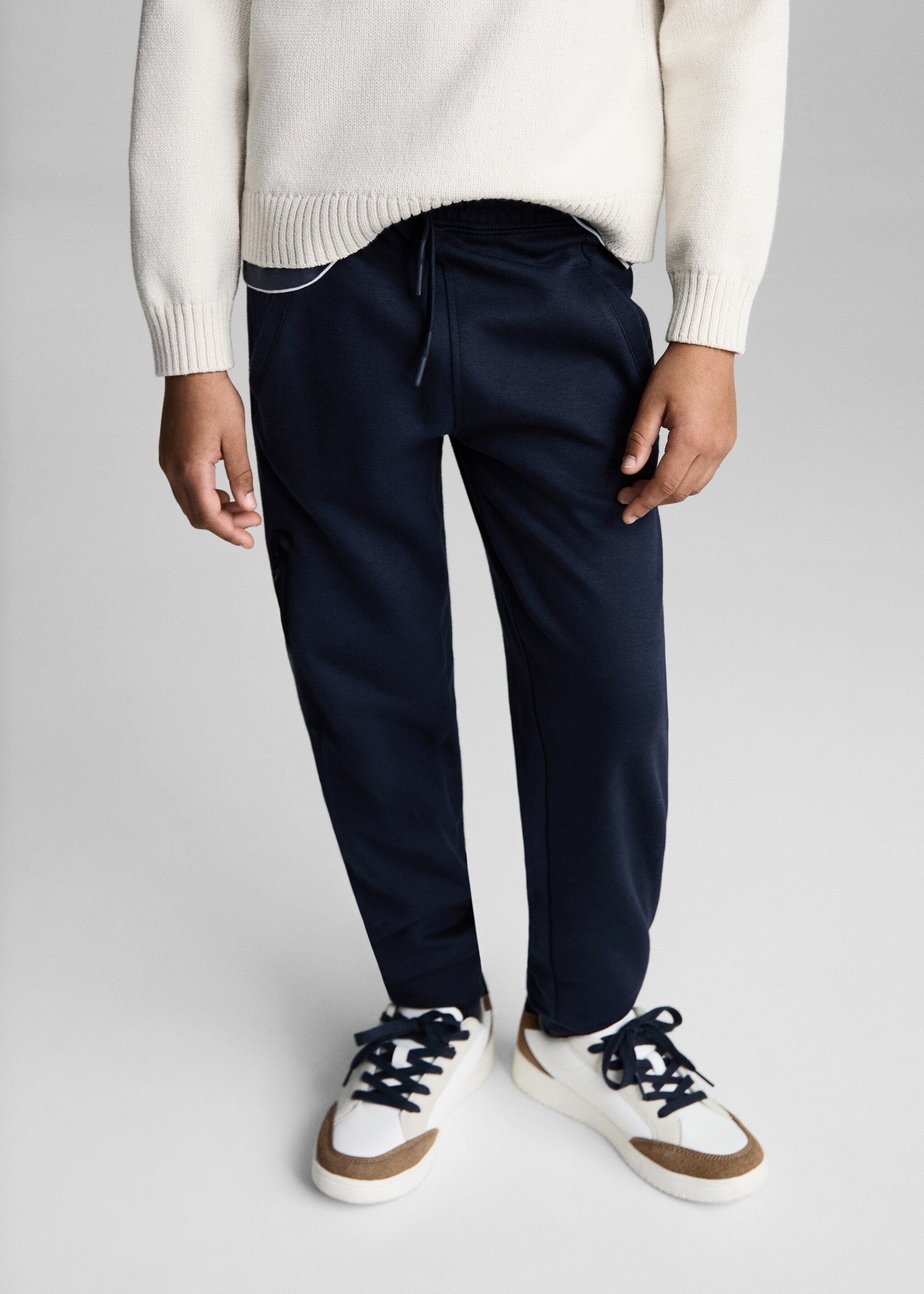 Jogger trousers with elastic waist - Medium plane, Dark Navy. Ref: 87051512-00.