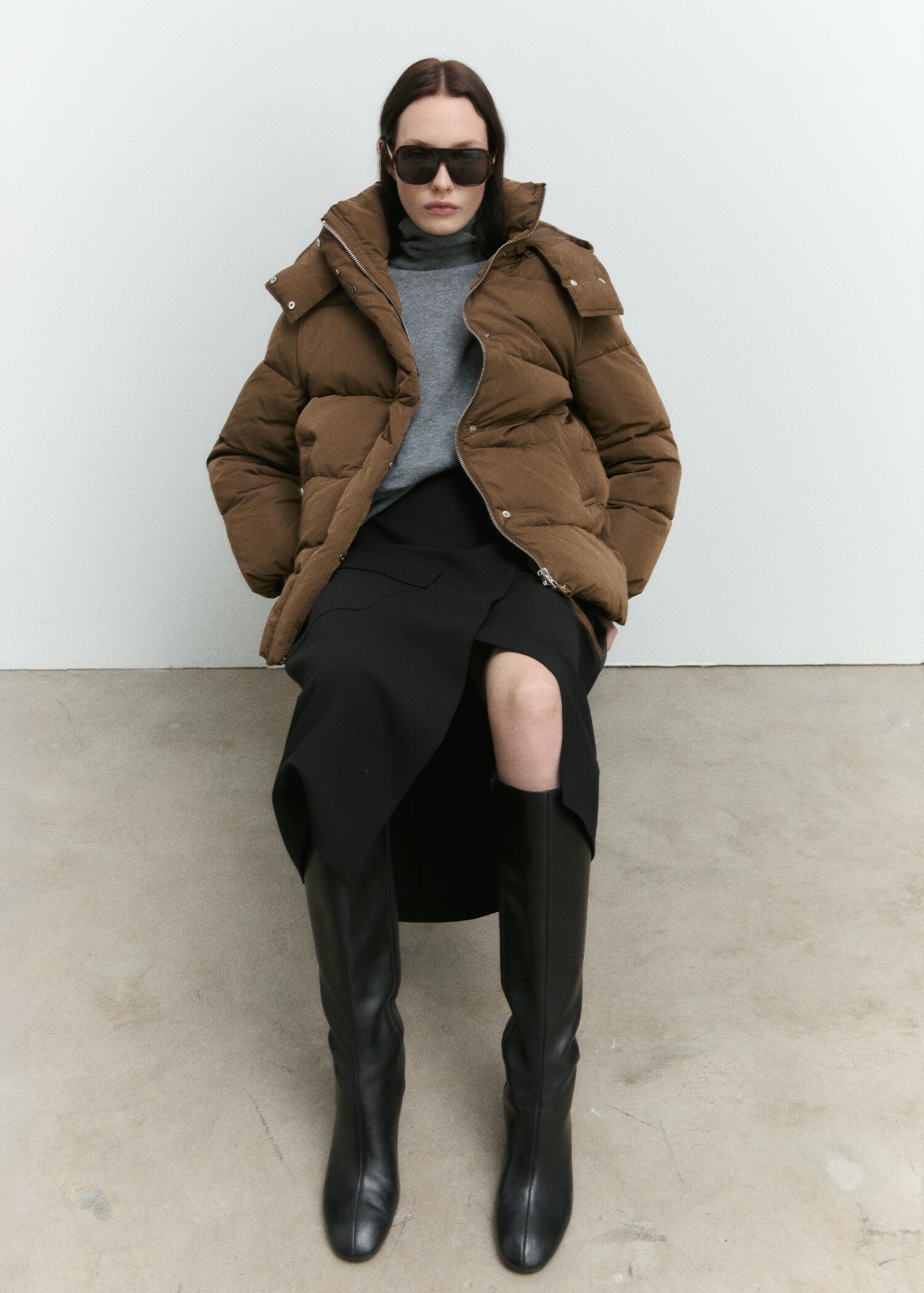 Midi quilted anorak with hood - Details of the article 6