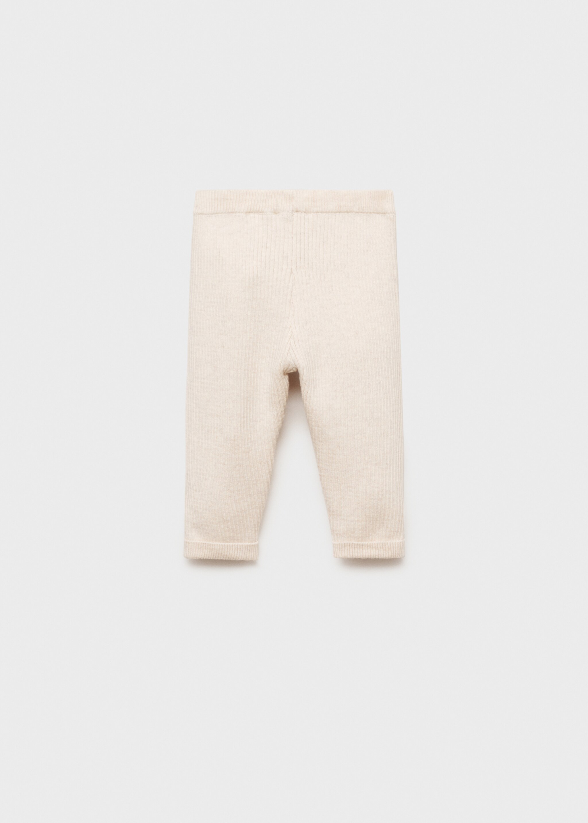 Baumwoll-Leggings mit Rippmuster - Rückseite des Artikels, Sandfarben. Ref: 87051520-00.