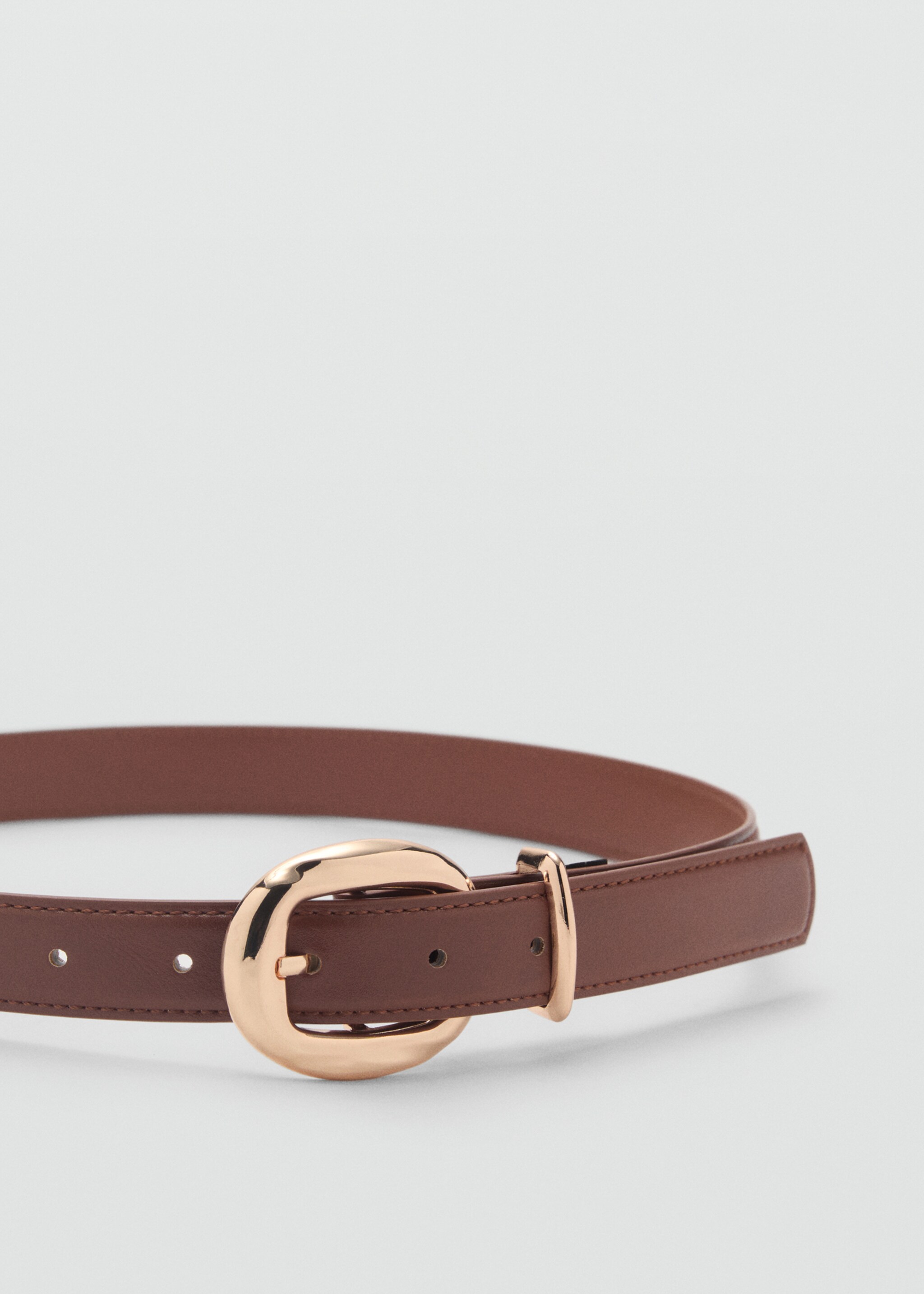 Rounded buckle belt - Medium plane, Brown. Ref: 87052536-00.
