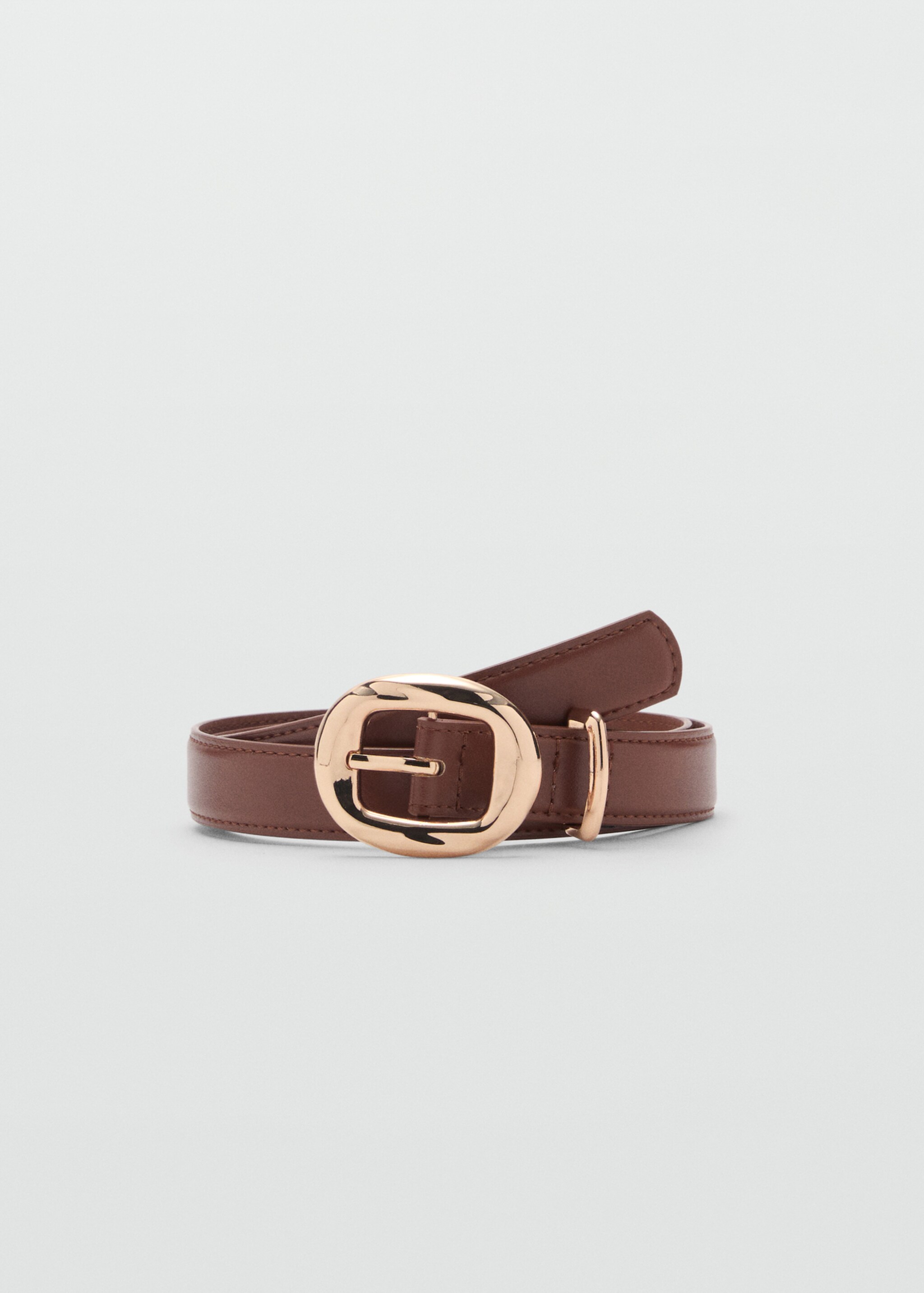 Rounded buckle belt - Article without model, Brown. Ref: 87052536-00.