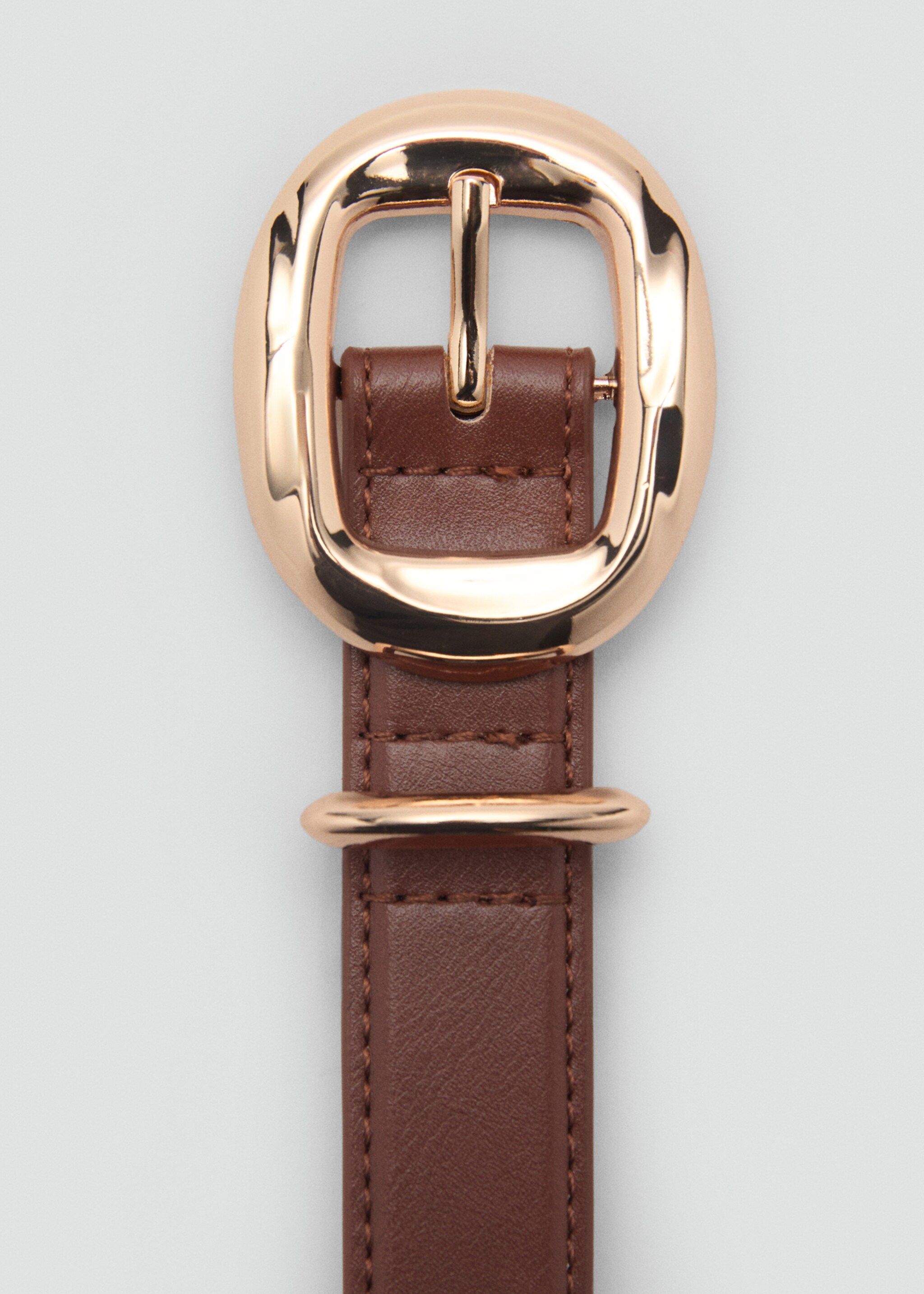 Rounded buckle belt - Details of the article 1, Brown. Ref: 87052536-00.