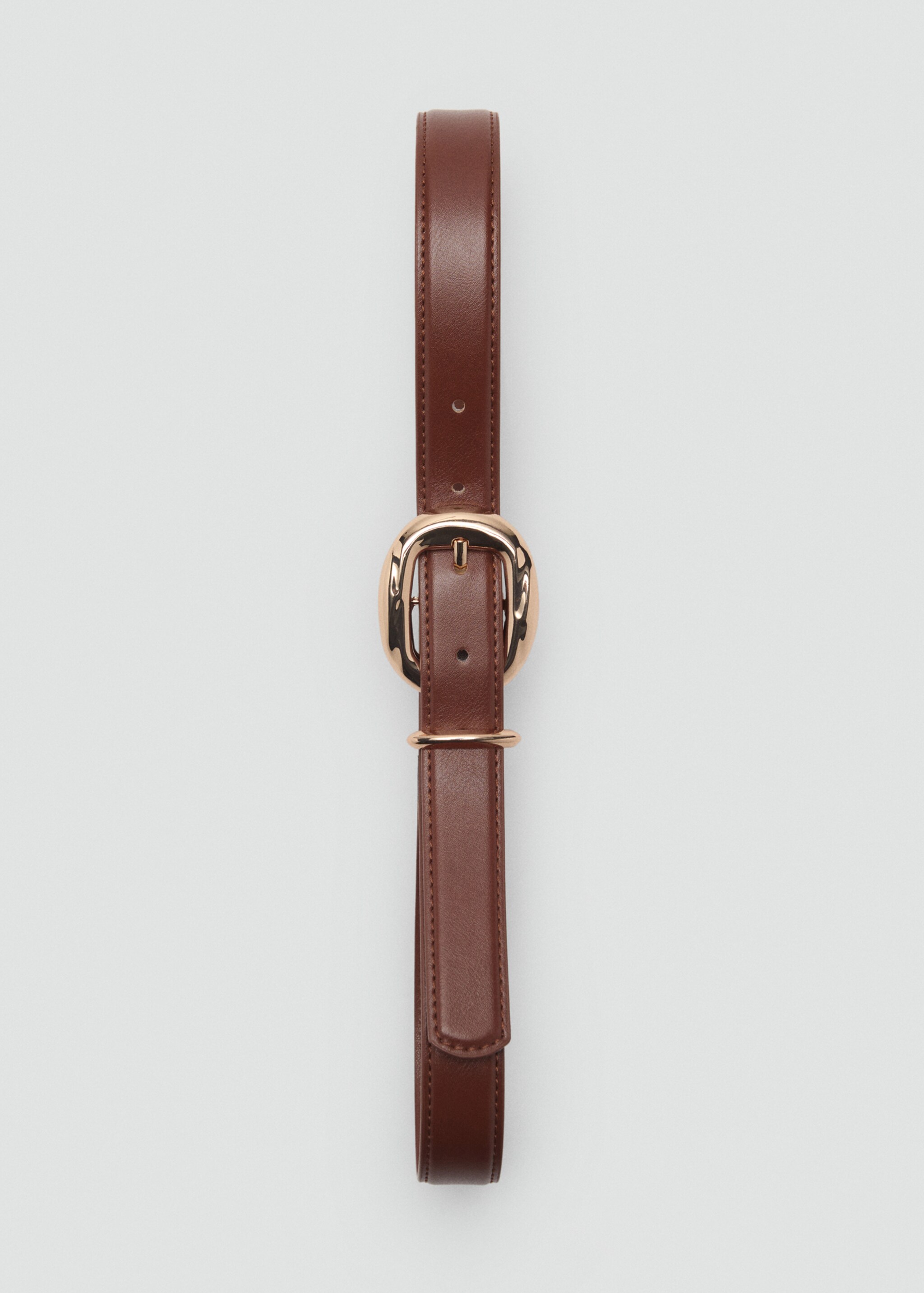 Rounded buckle belt - Details of the article 2, Brown. Ref: 87052536-00.