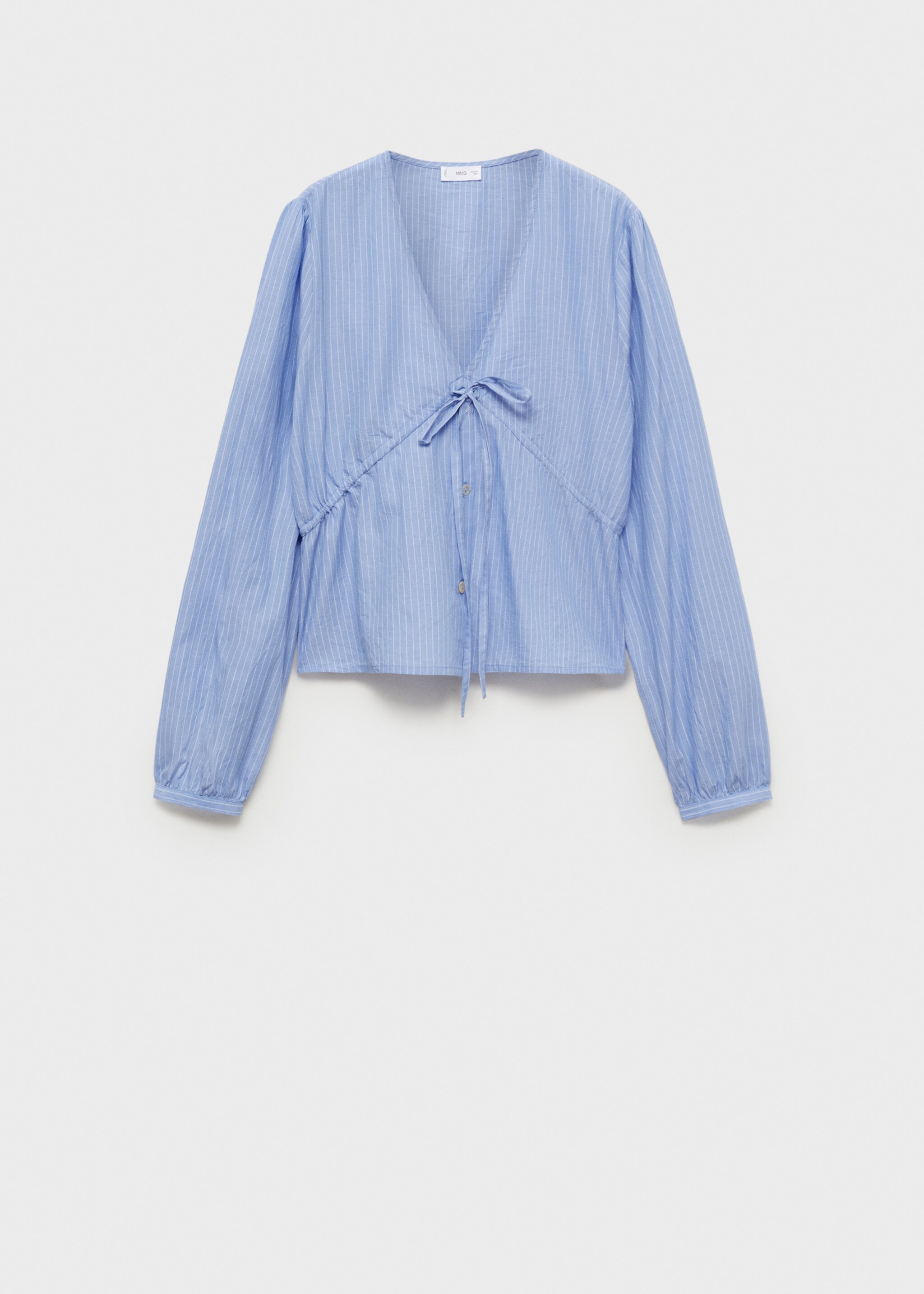 Striped bow blouse - Article without model, Blue. Ref: 87052540-00.
