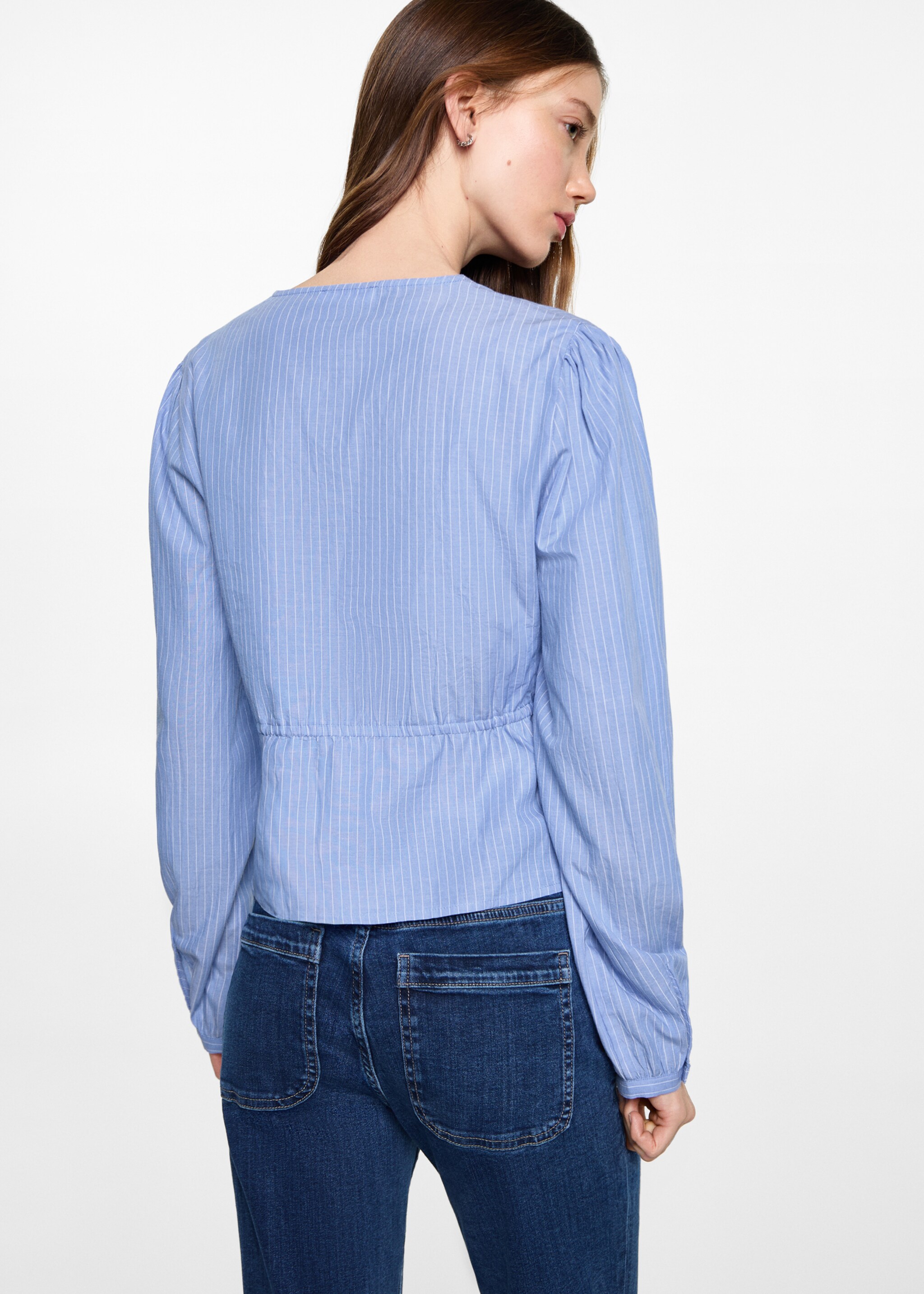 Striped bow blouse - Reverse of the article, Blue. Ref: 87052540-00.