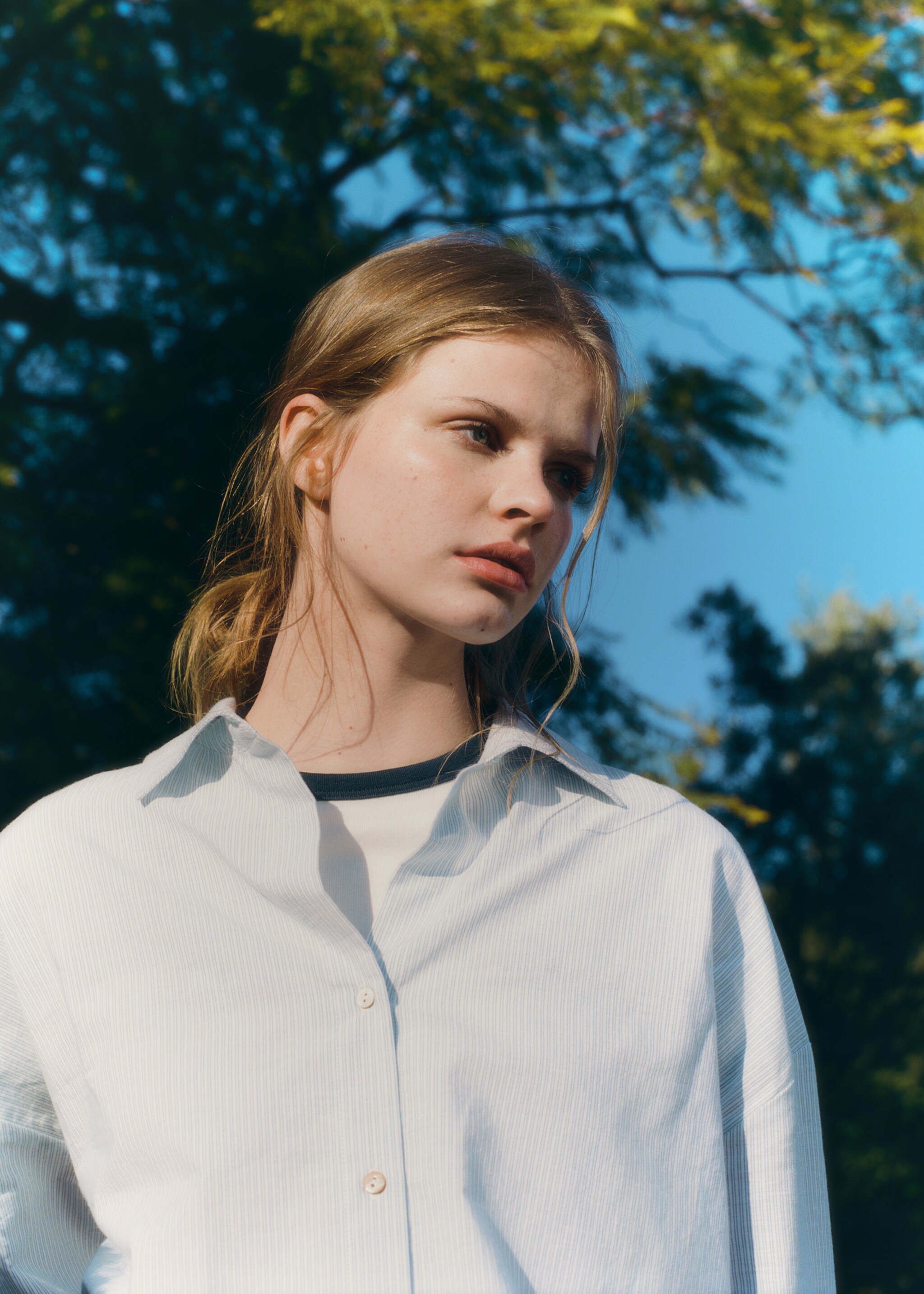 Striped shirt - Details of the article 5, Sky Blue. Ref: 87052541-00.