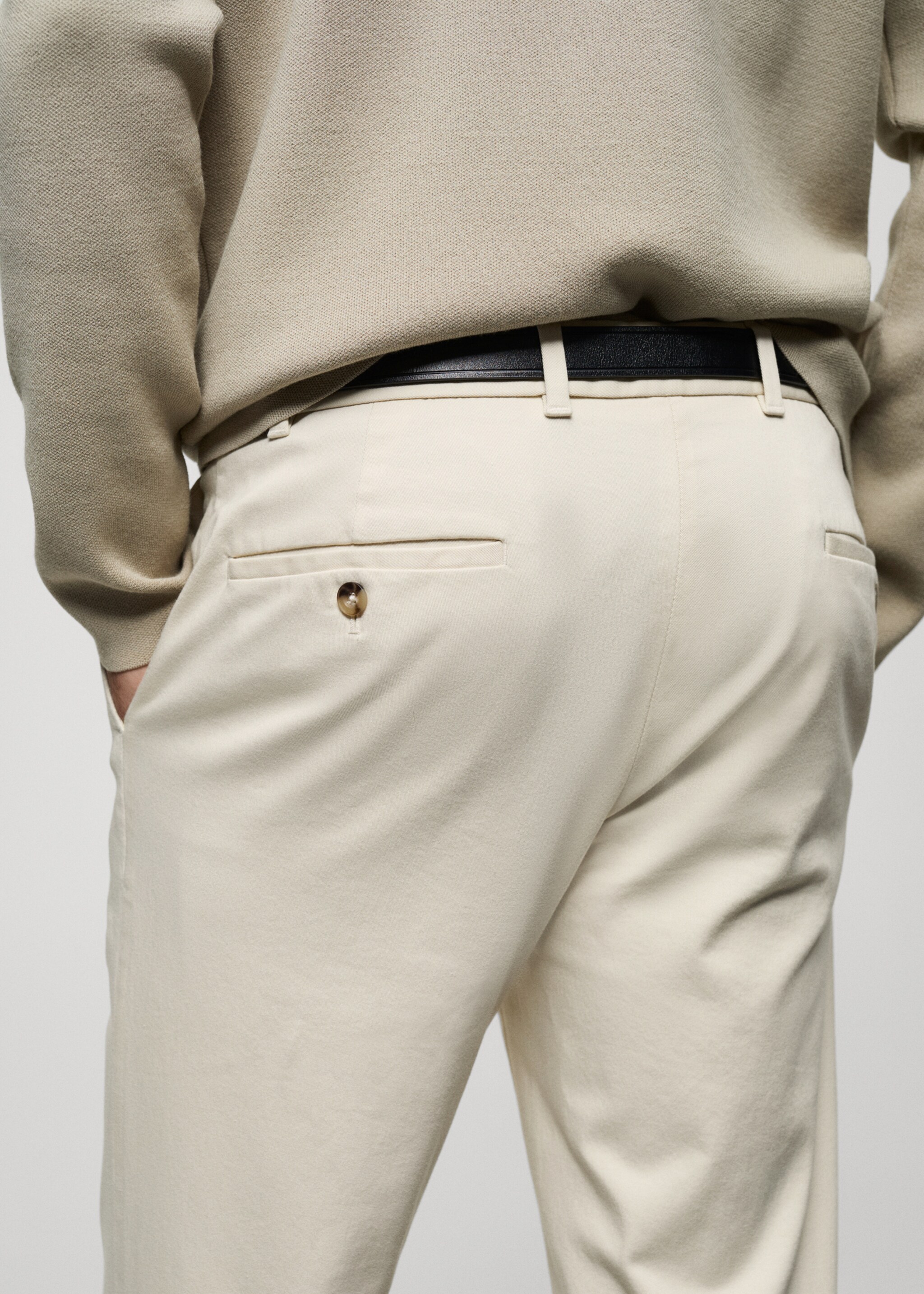 Slim-Fit-Chinohose Barna aus Serge - Detail des Artikels 6, Ecru. Ref: 87052888-00.