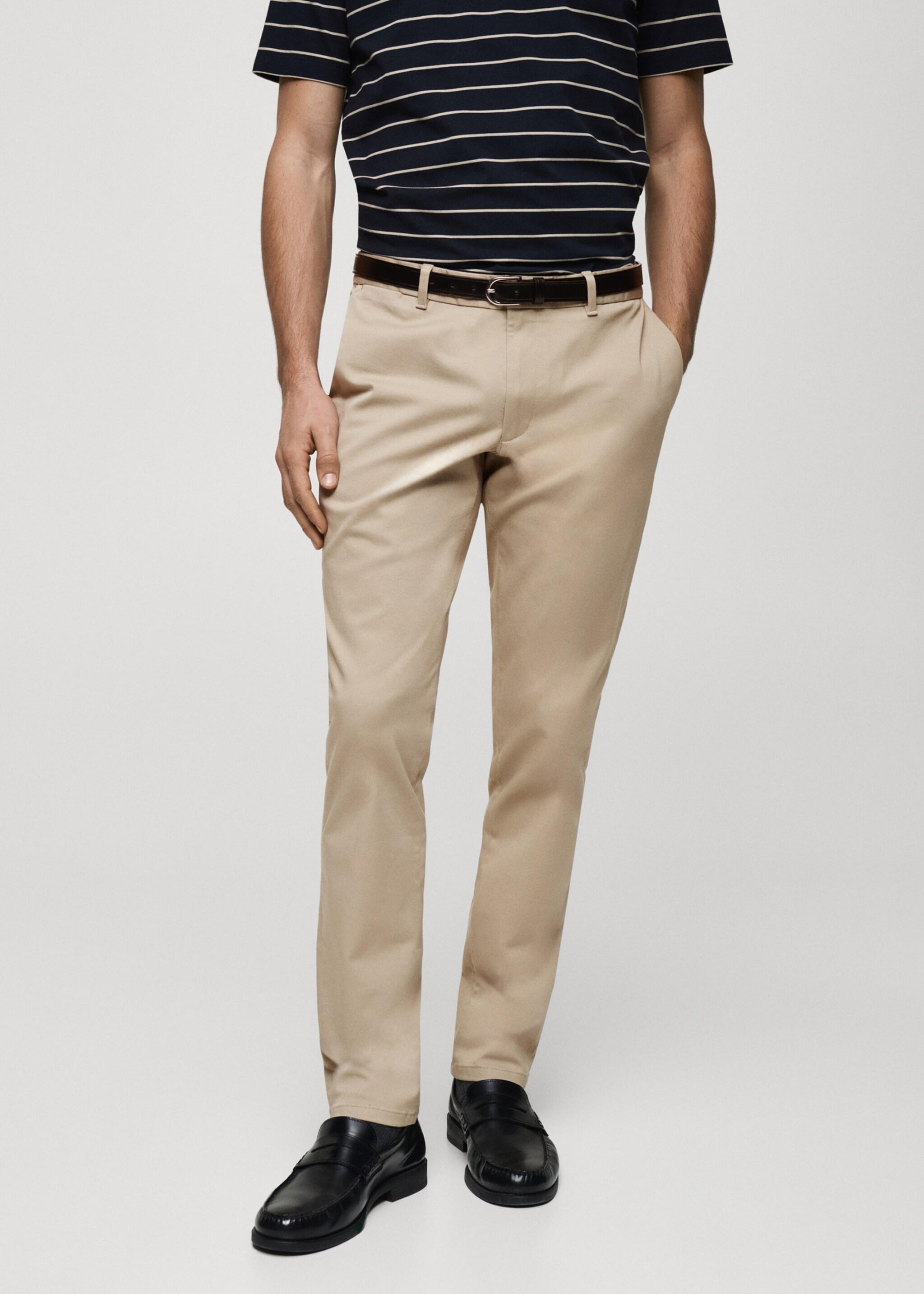 Barna slim-fit twill chino trousers - Medium plane, Beige. Ref: 87052888-00.