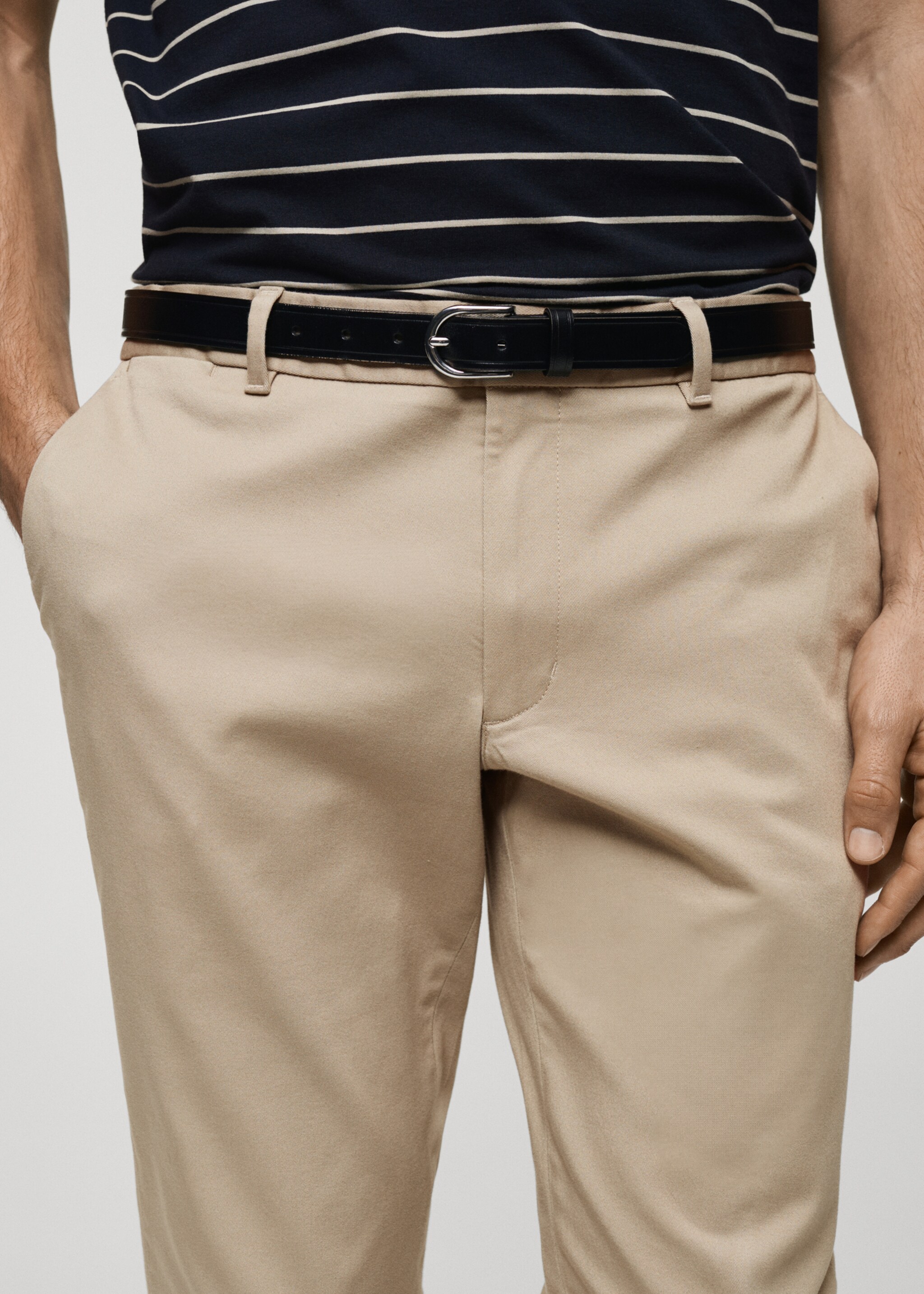 Barna slim-fit twill chino trousers - Details of the article 1, Beige. Ref: 87052888-00.