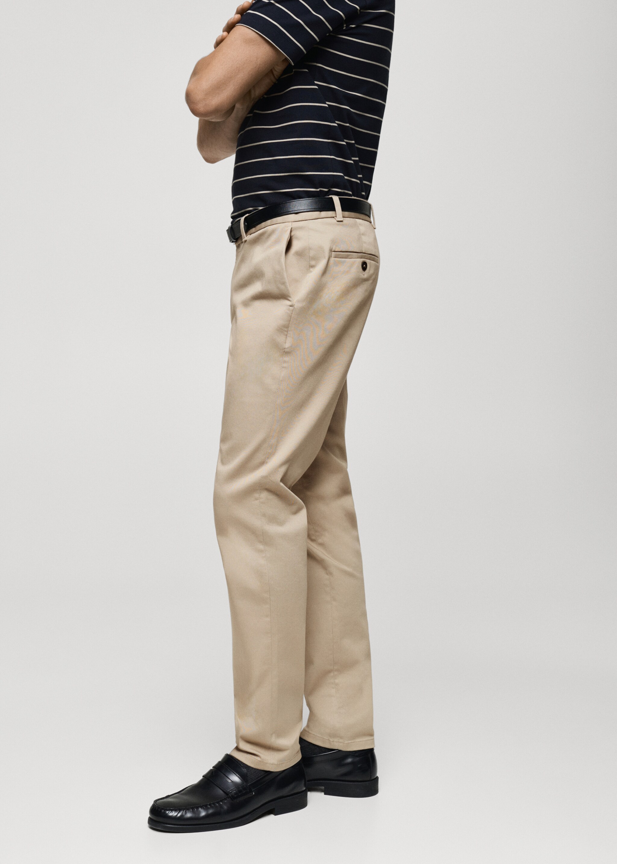 Barna slim-fit twill chino trousers - Details of the article 2, Beige. Ref: 87052888-00.
