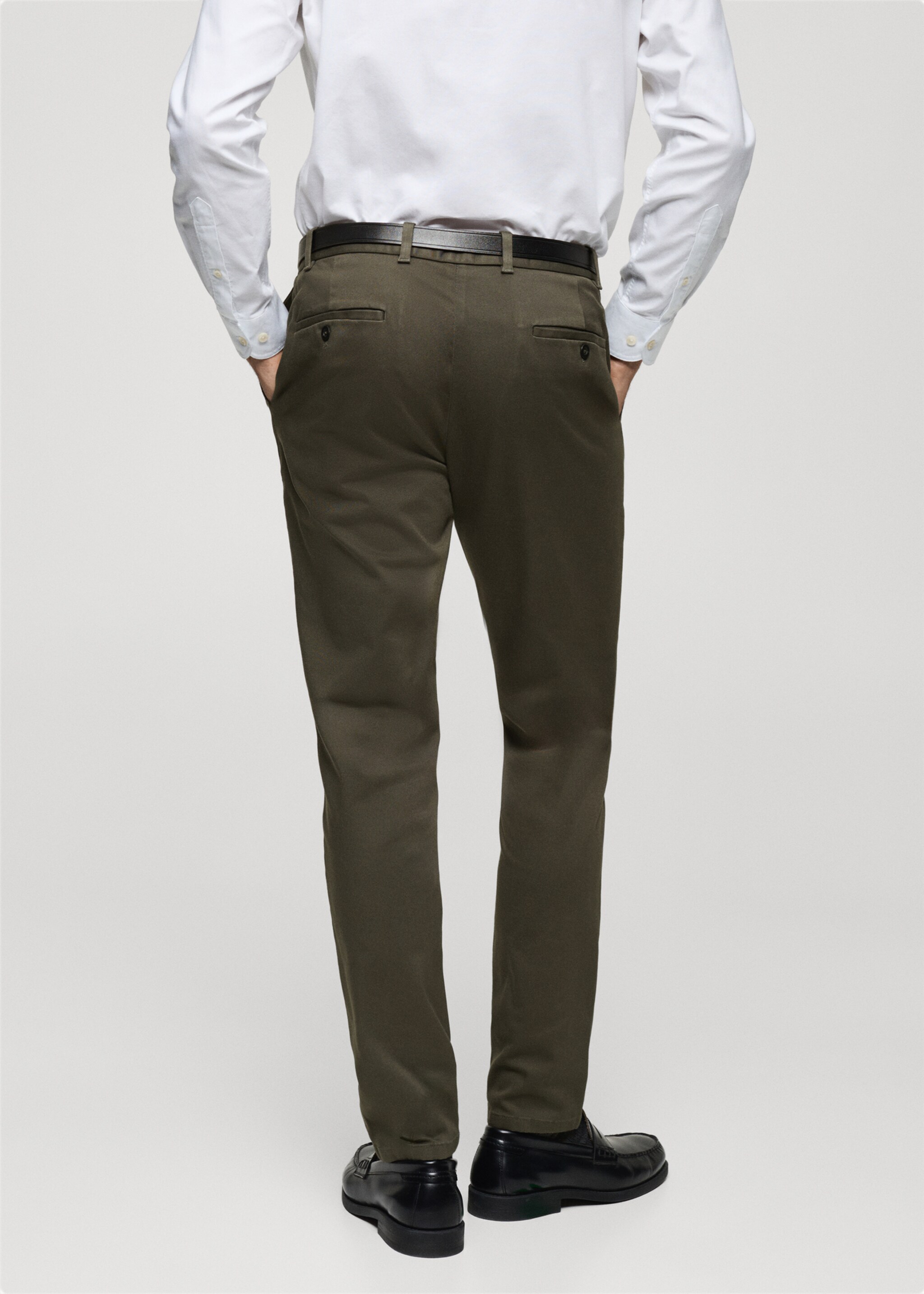 Barna slim-fit twill chino trousers - Reverse of the article, Khaki. Ref: 87052888-00.
