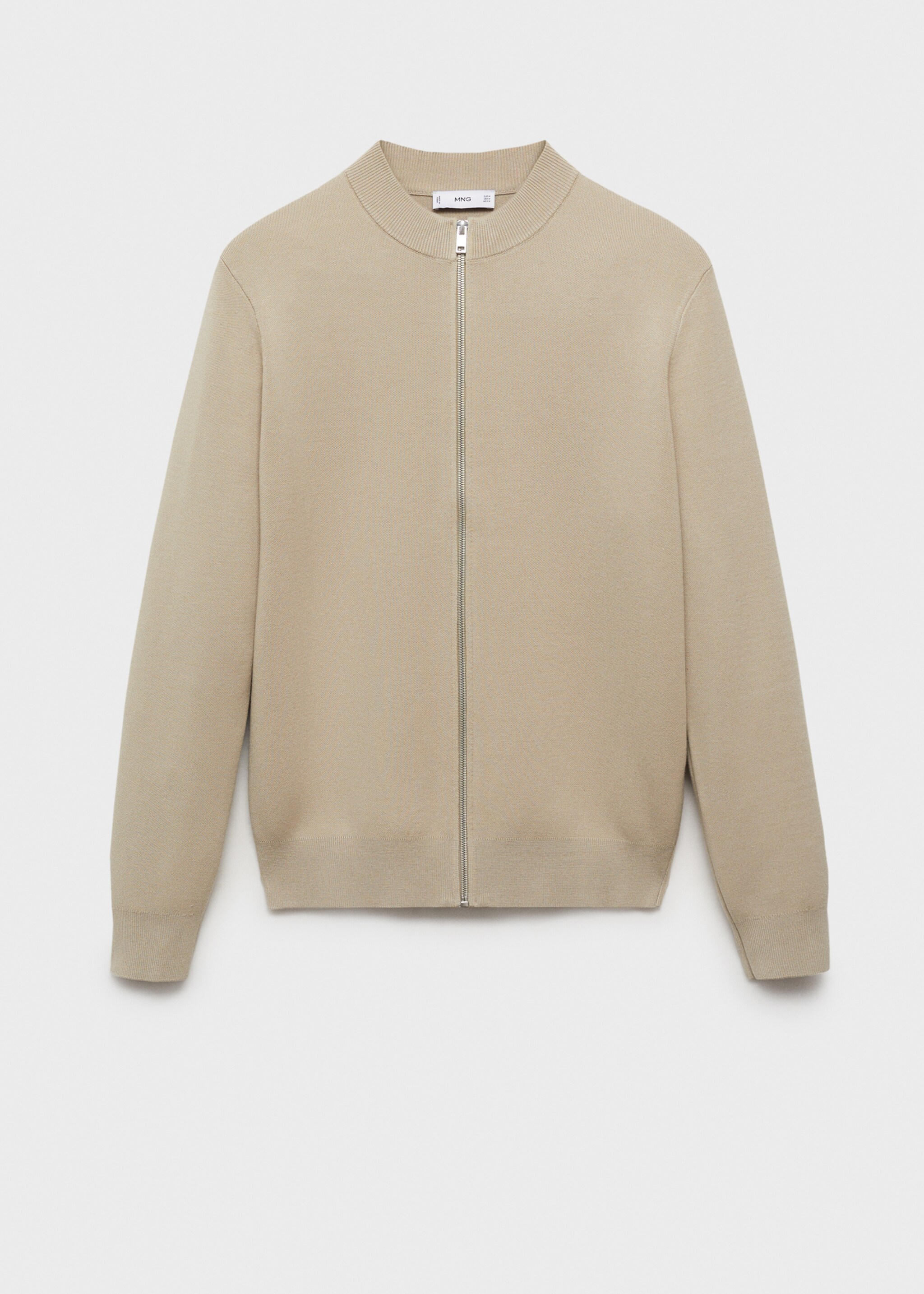 Zipped knit cardigan - Article without model, Beige. Ref: 87052890-00.