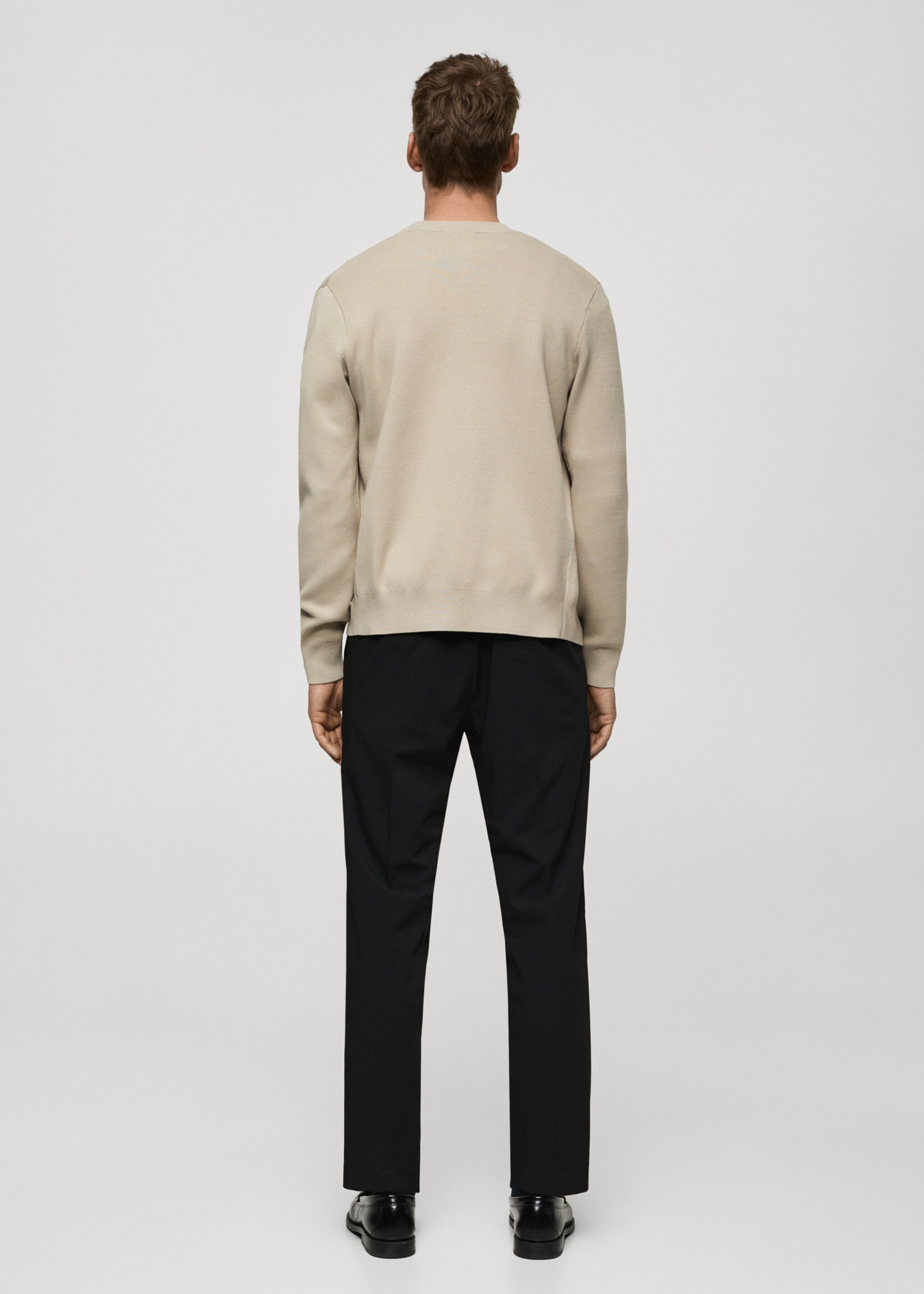 Zipped knit cardigan - Reverse of the article, Beige. Ref: 87052890-00.