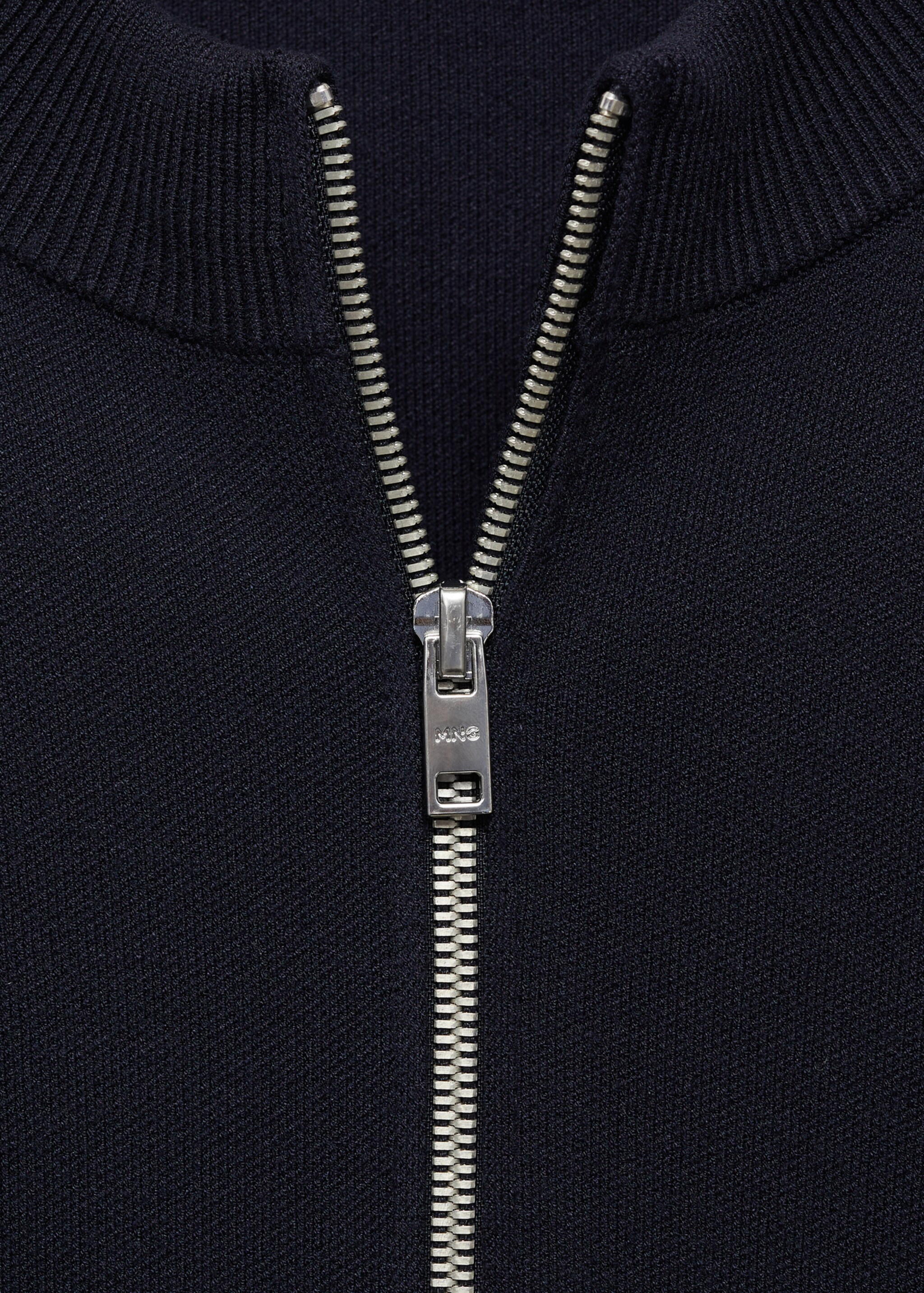 Zipped knit cardigan - Details of the article 8, Dark Navy. Ref: 87052890-00.