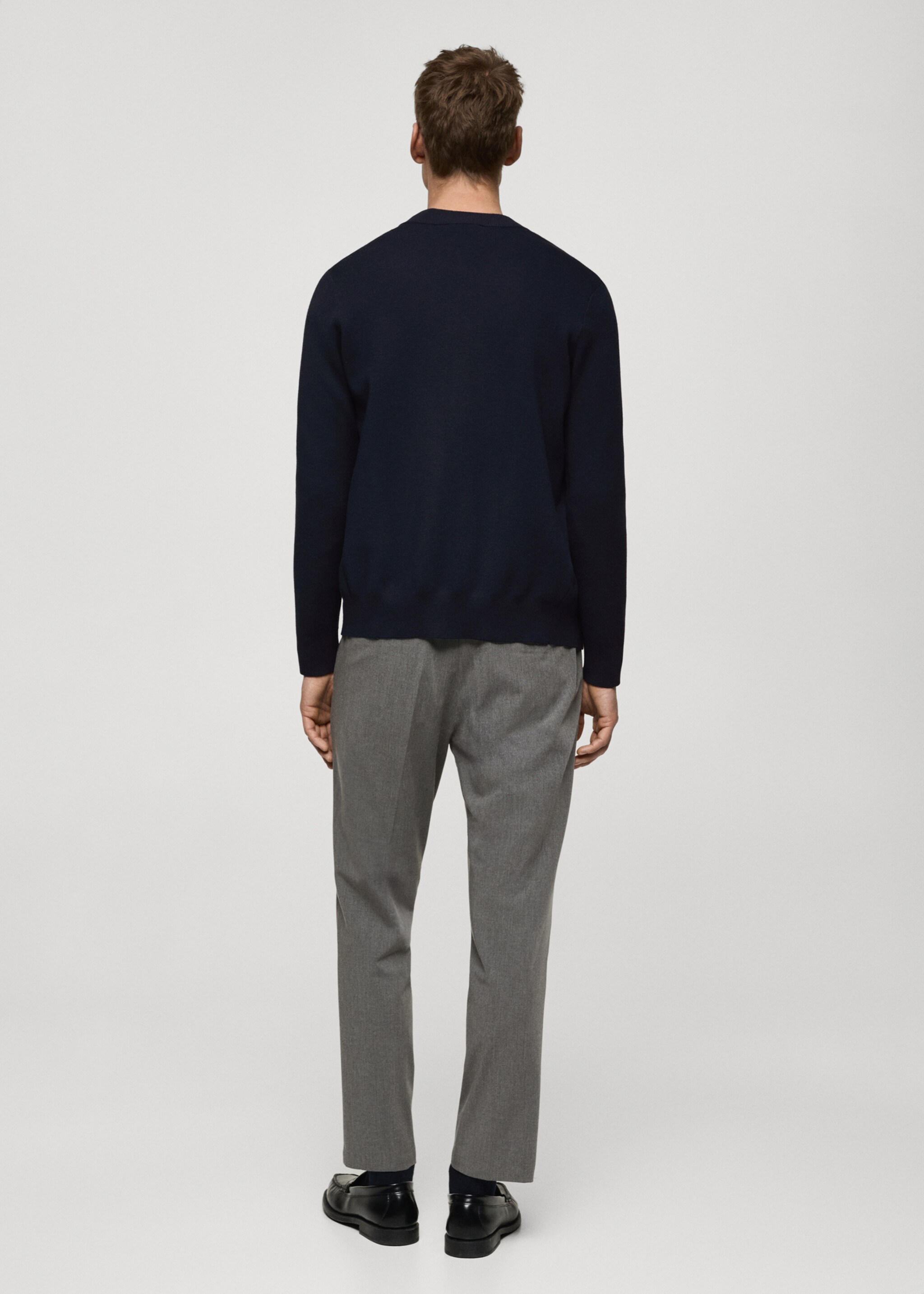 Zipped knit cardigan - Reverse of the article, Dark Navy. Ref: 87052890-00.