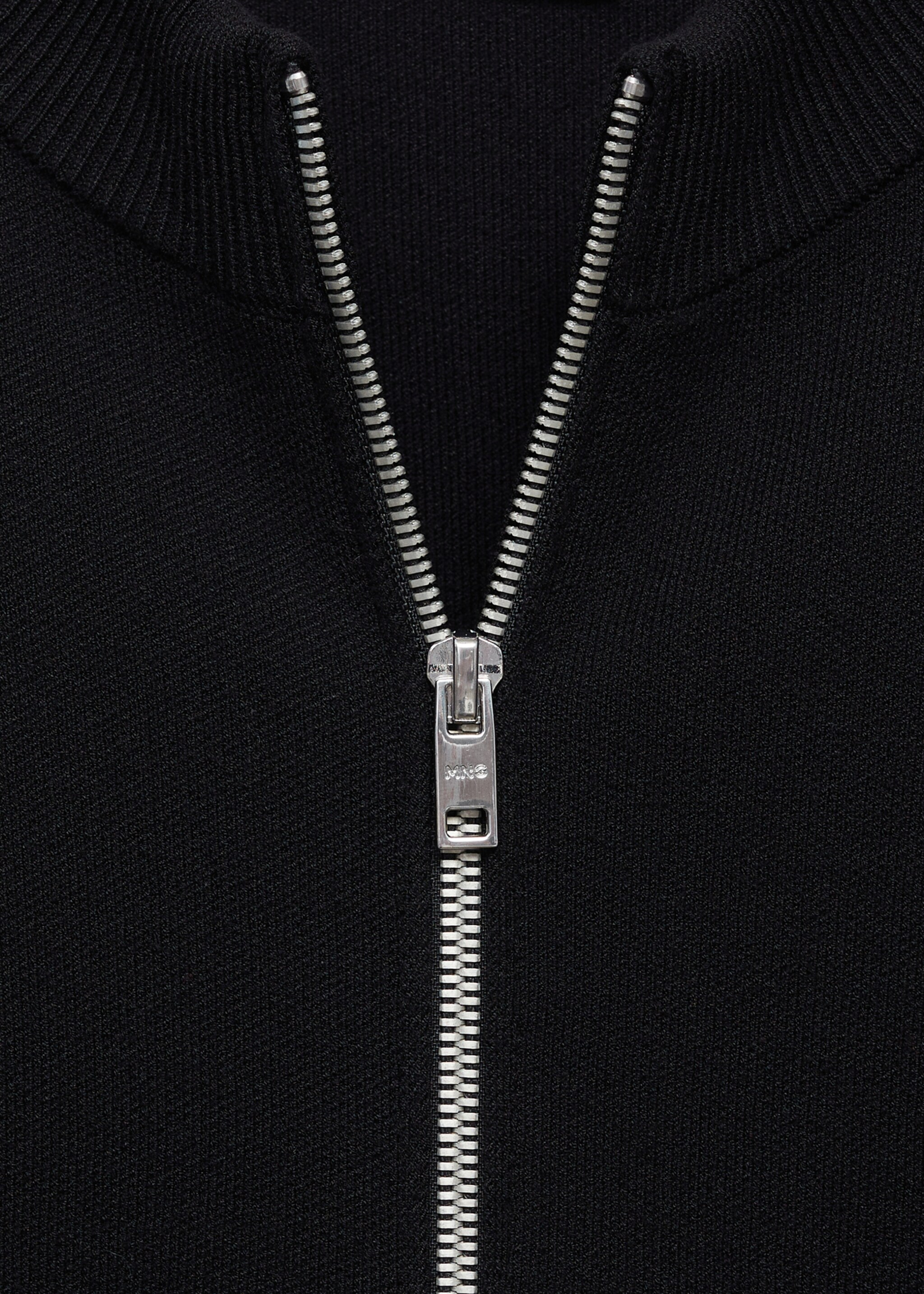 Zipped knit cardigan - Details of the article 8, Black. Ref: 87052890-00.