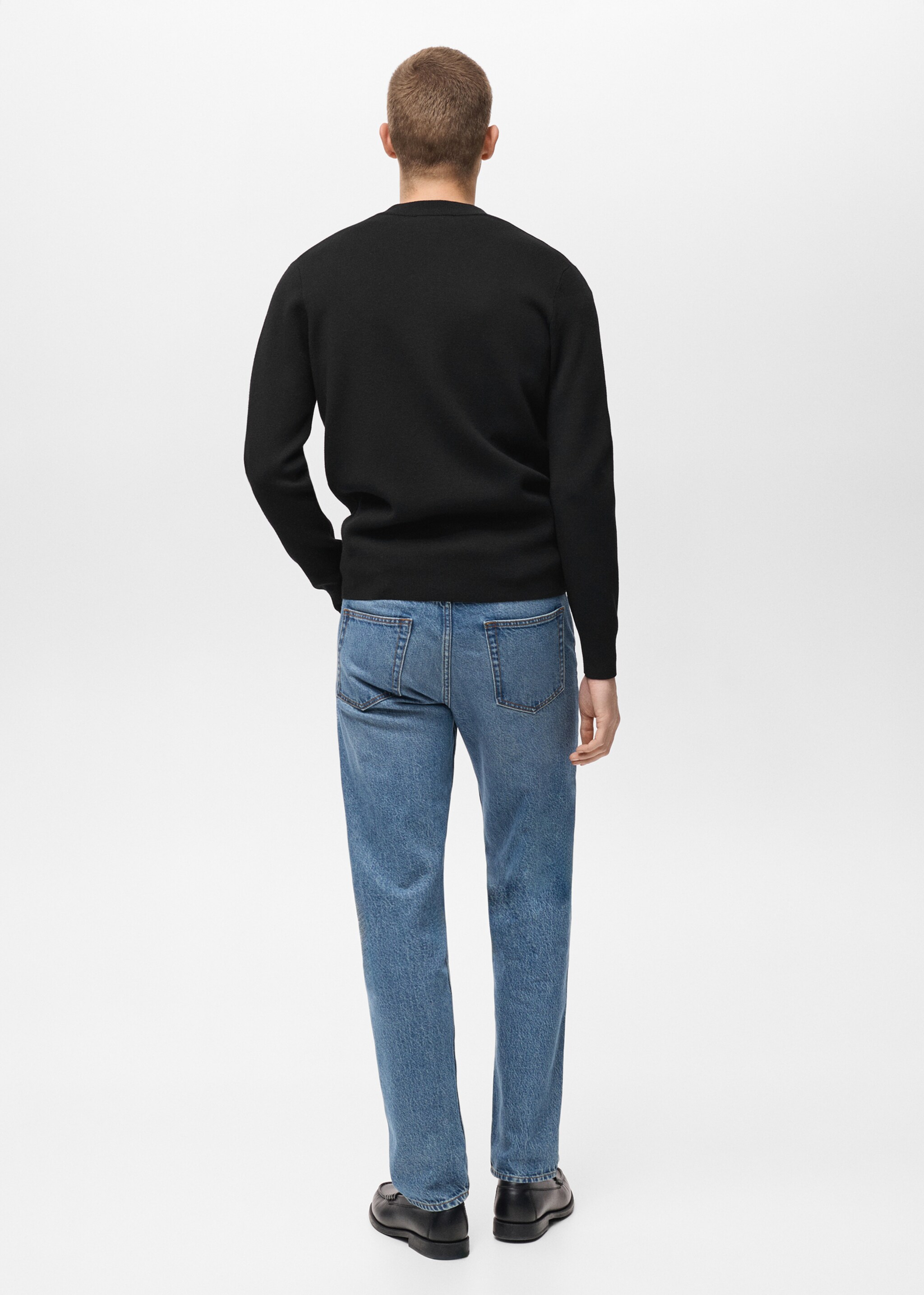 Zipped knit cardigan - Reverse of the article, Black. Ref: 87052890-00.