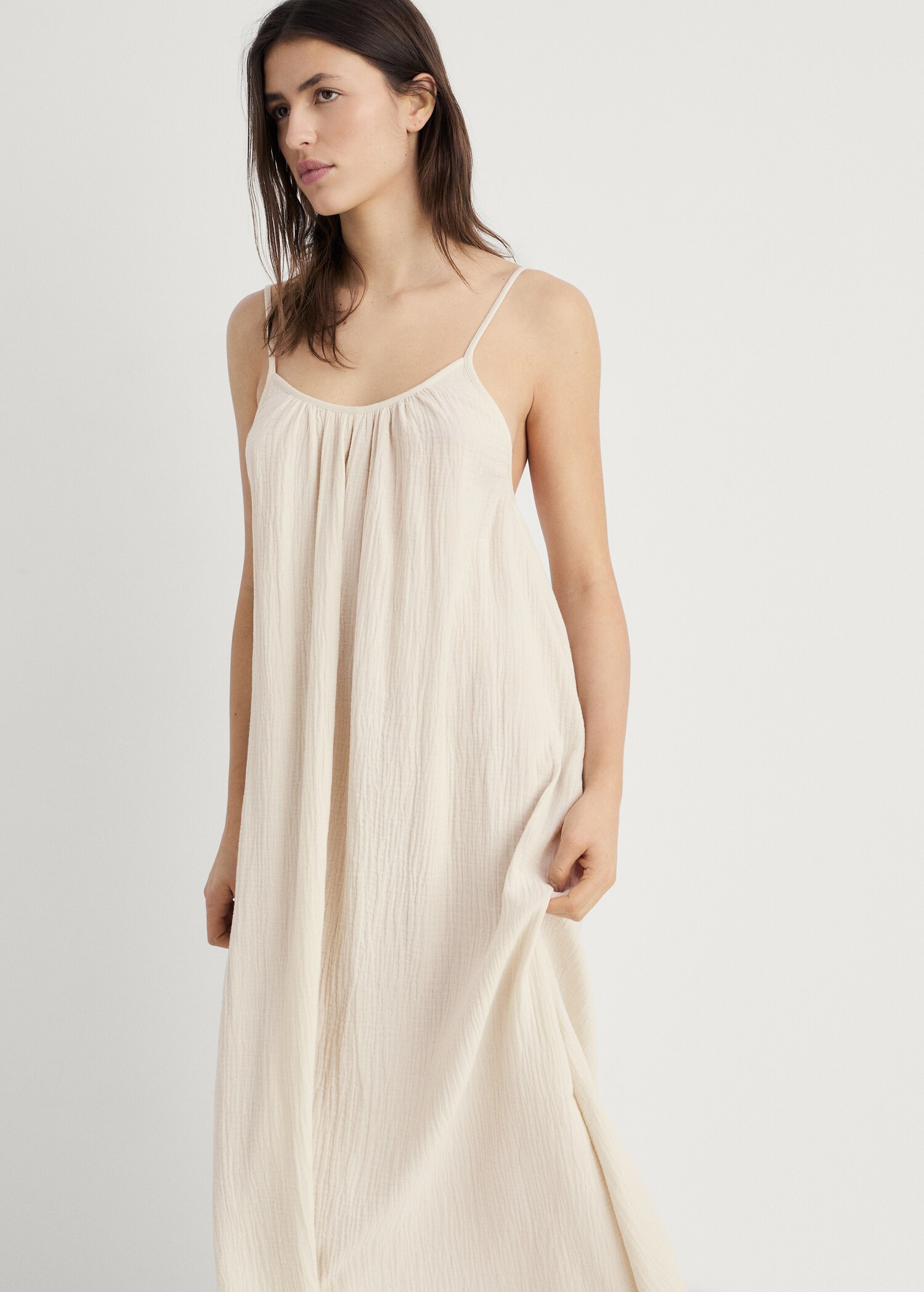 Unifarbenes Nachthemd aus Baumwolle - Mittlere Ansicht