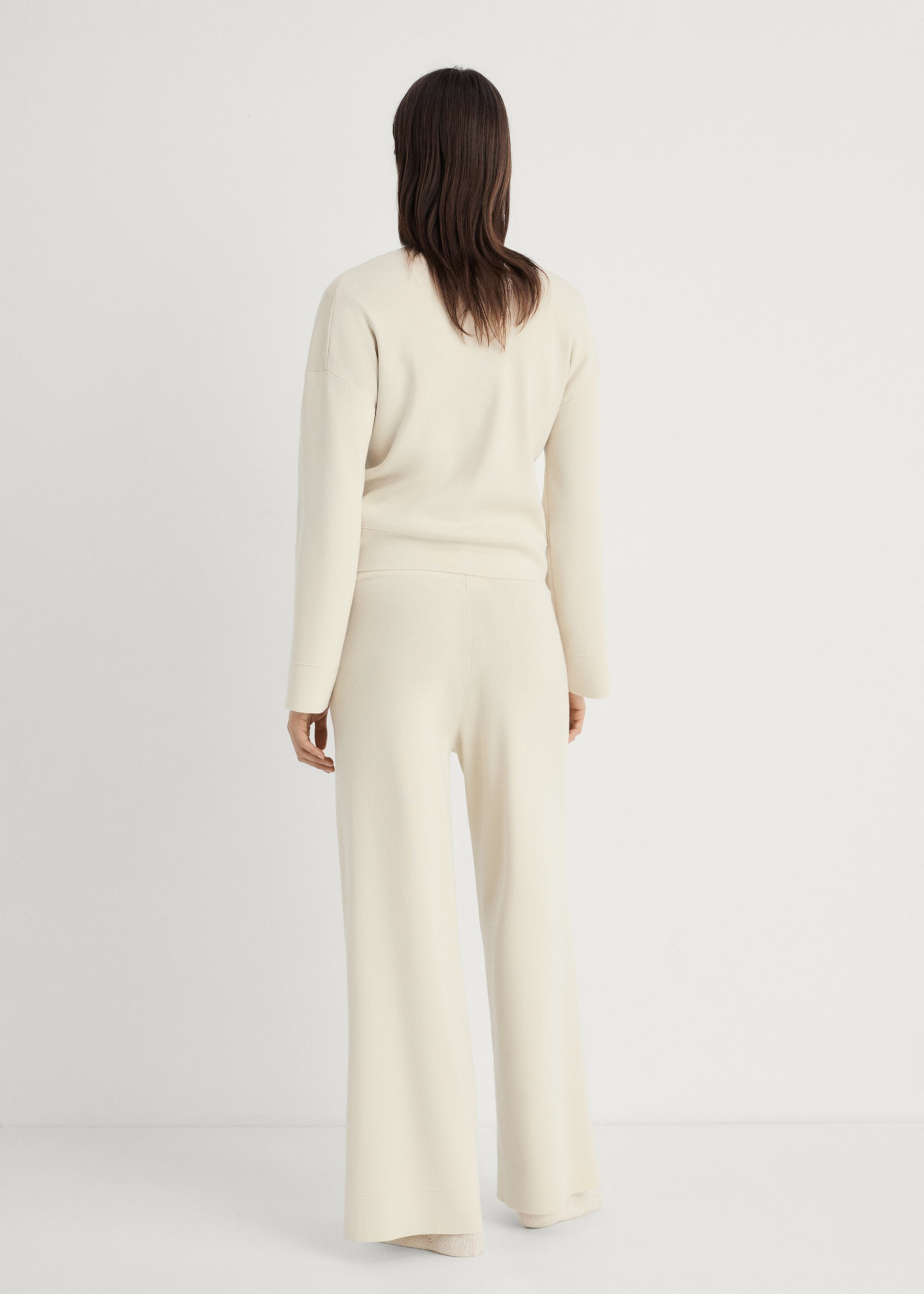 Geribde gebreide broek - Achterkant van het artikel, Licht/Pastelgrijs. Ref: 87052897-00.