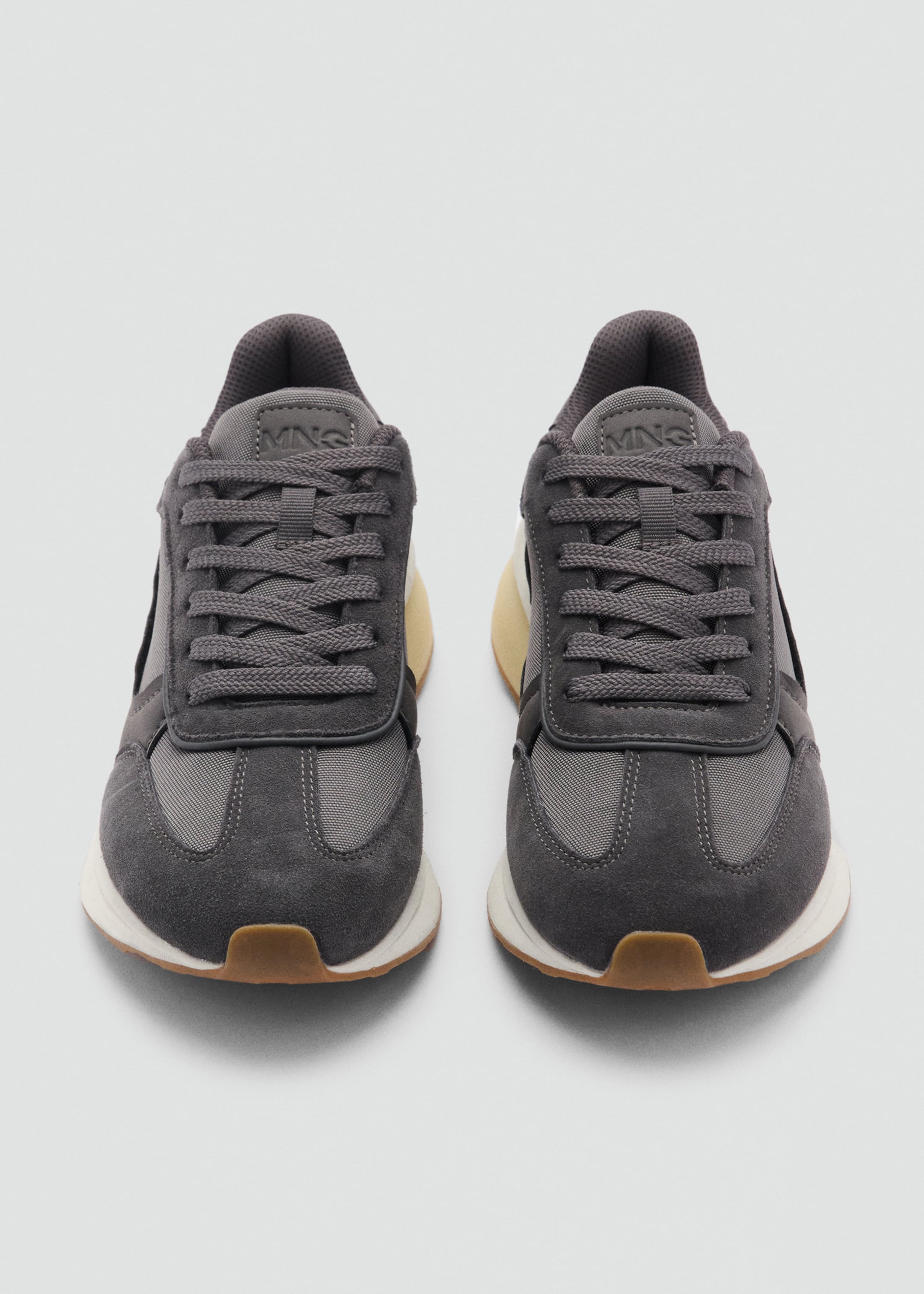 Leather mixed sneakers - Details of the article 1, Grey. Ref: 87053269-00.