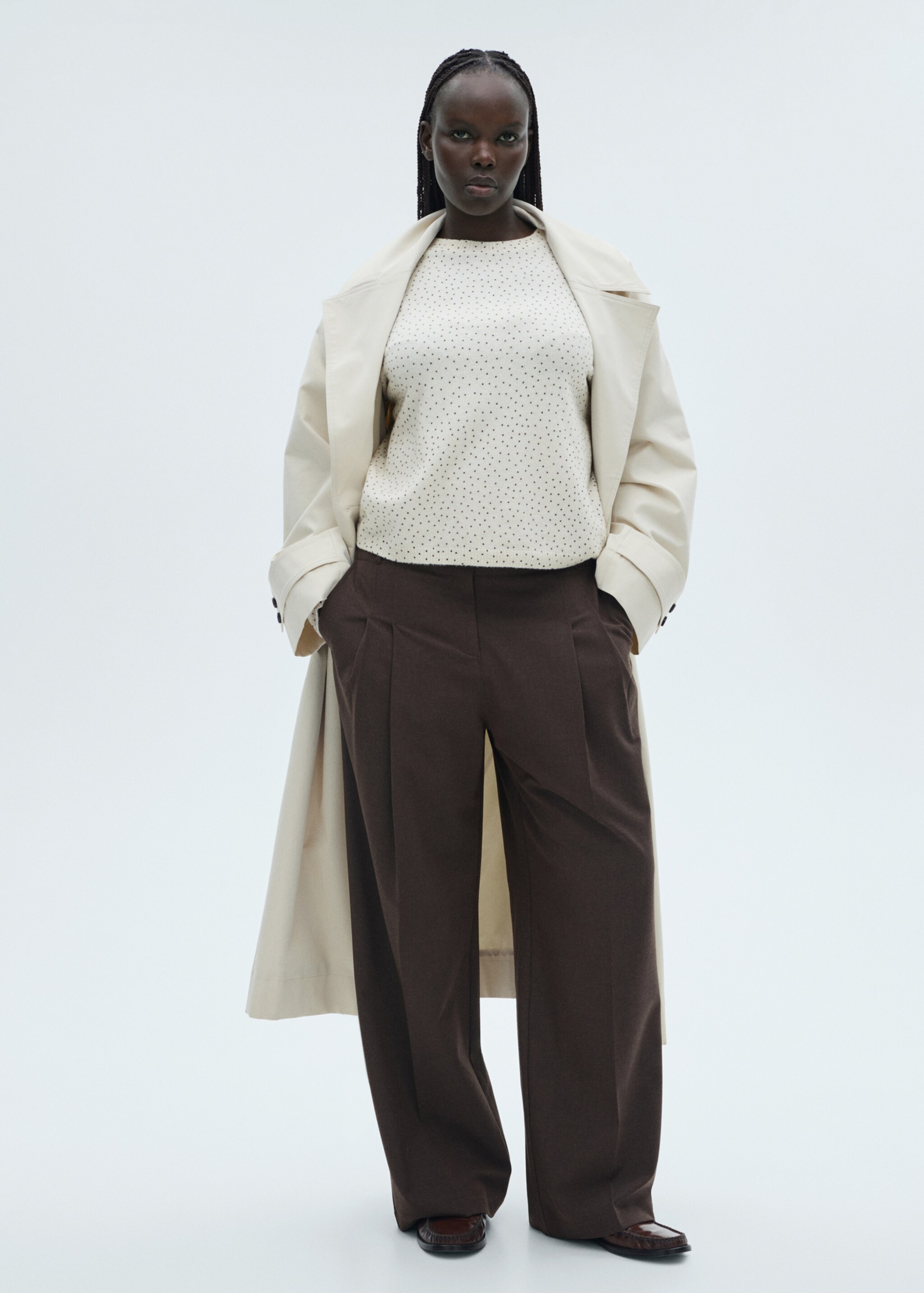 Polka-dot knitted sweater - Details of the article 3, Ecru. Ref: 87053271-00.