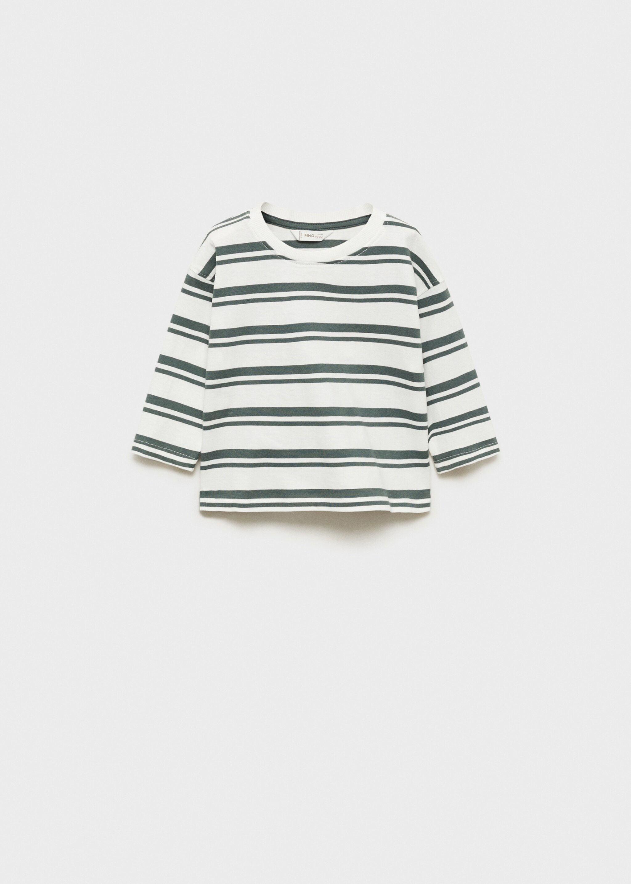 Gestreiftes T-Shirt aus 100 % Baumwolle - Artikel ohne Model, Waldgrün. Ref: 87053276-00.