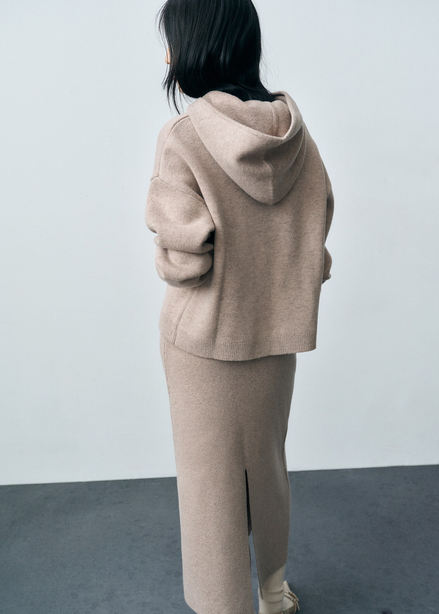 Svetr s kapucí ze směsi vlny - Zadní strana zboží