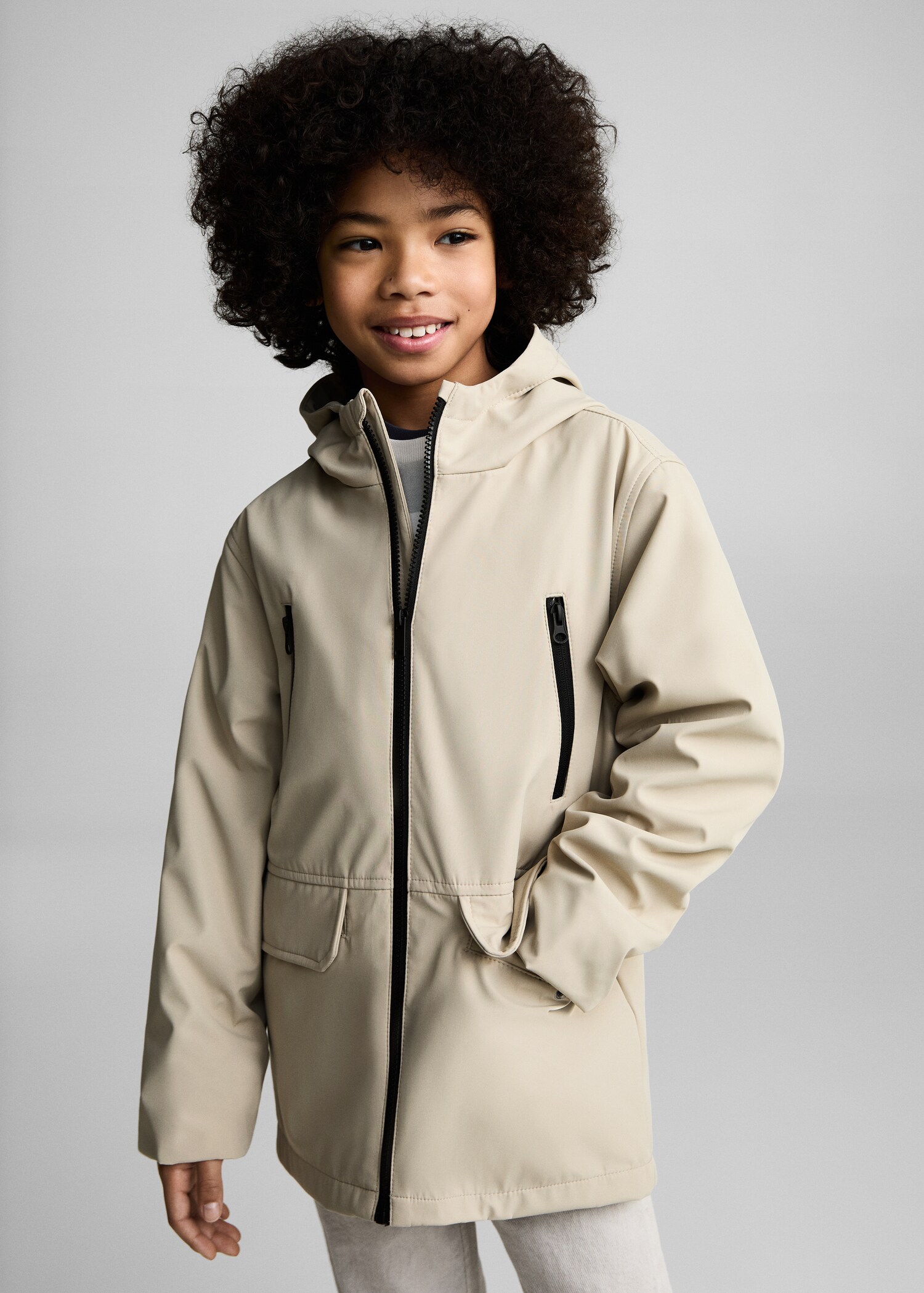 Hooded parka with pocket - Medium plane