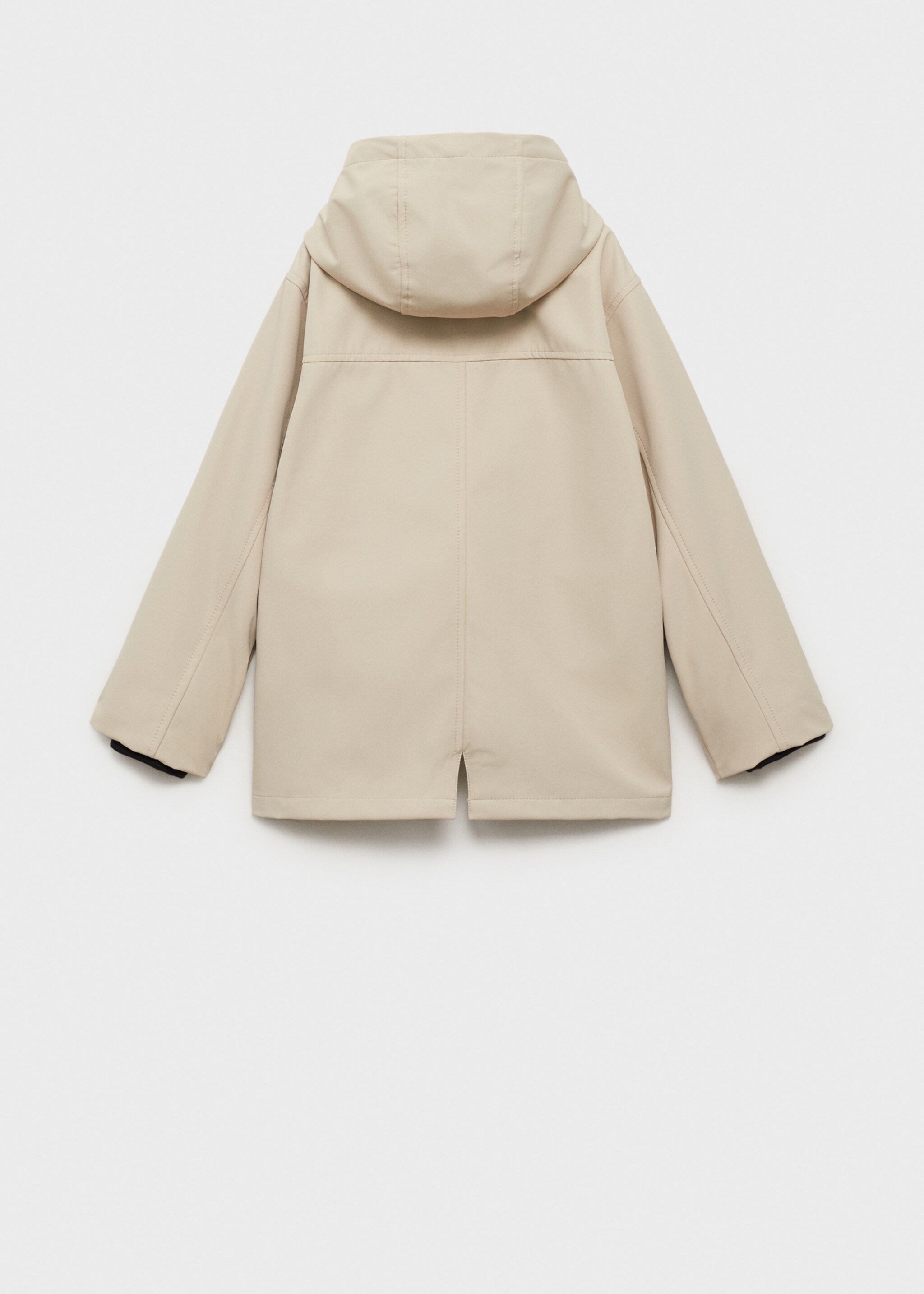Hooded parka with pocket - Reverse of the article, Sand. Ref: 87053284-00.