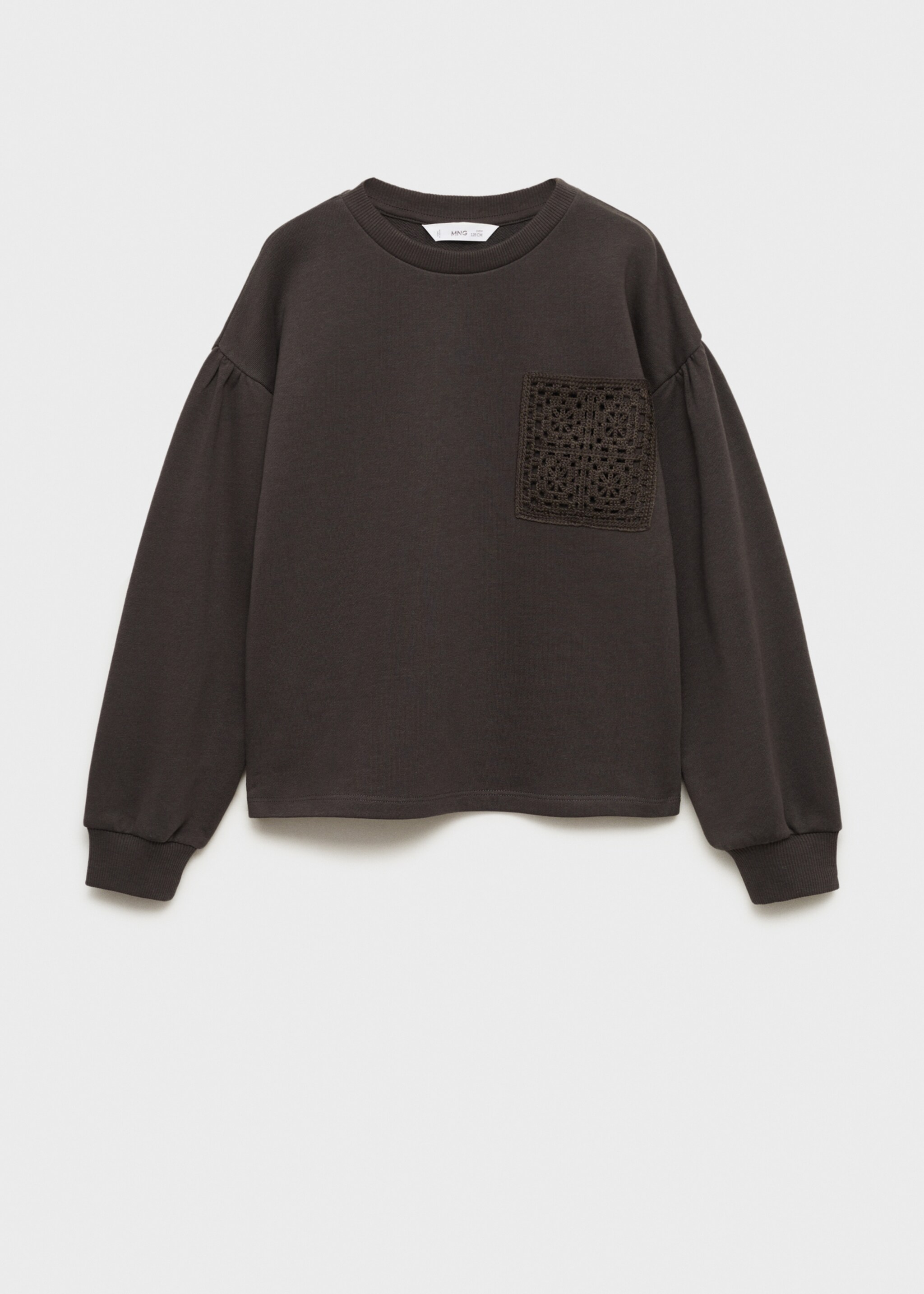 Crochet detail sweatshirt - Article without model, Charcoal. Ref: 87053644-00.