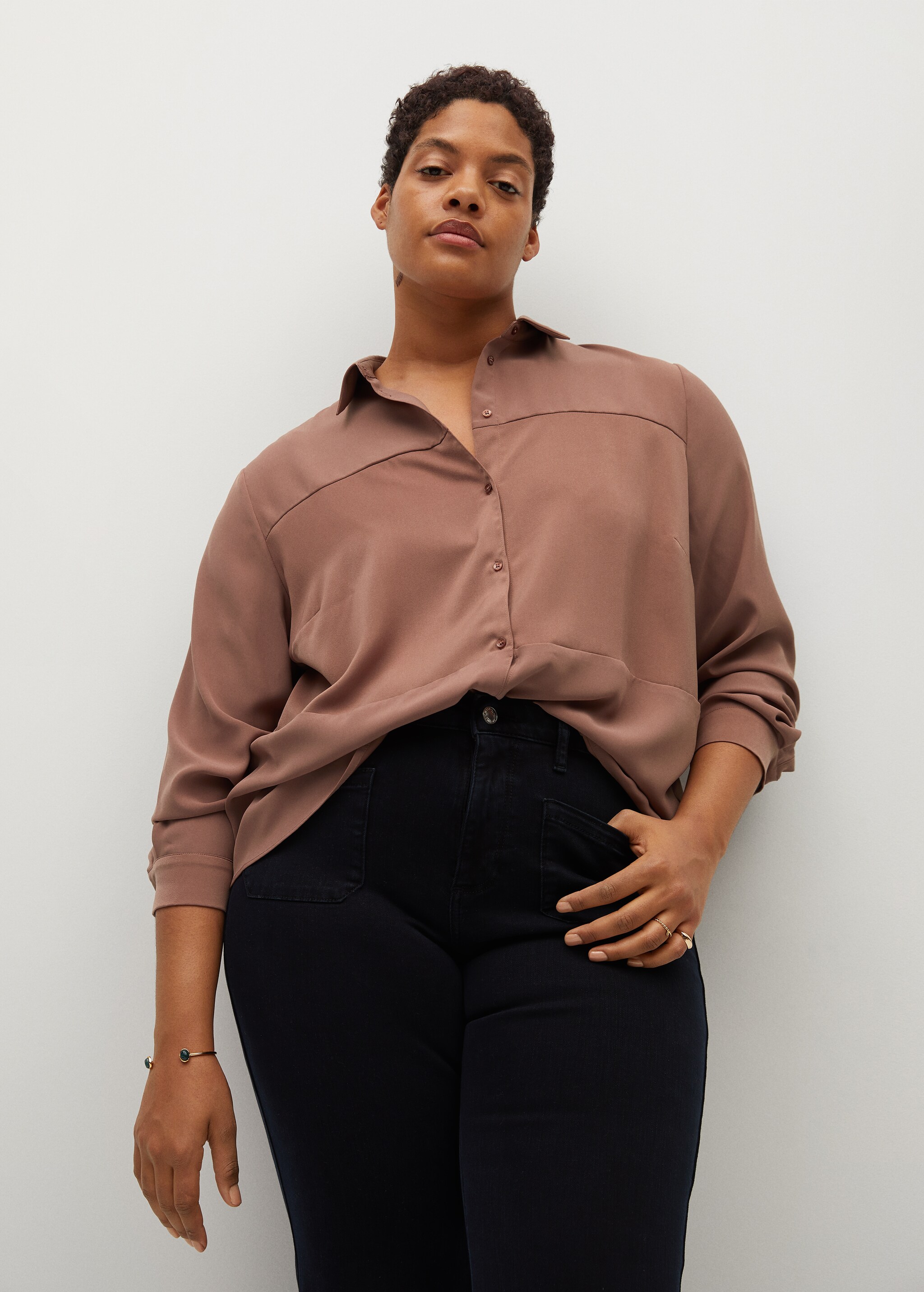 Blusa fluida combinada - Plano medio