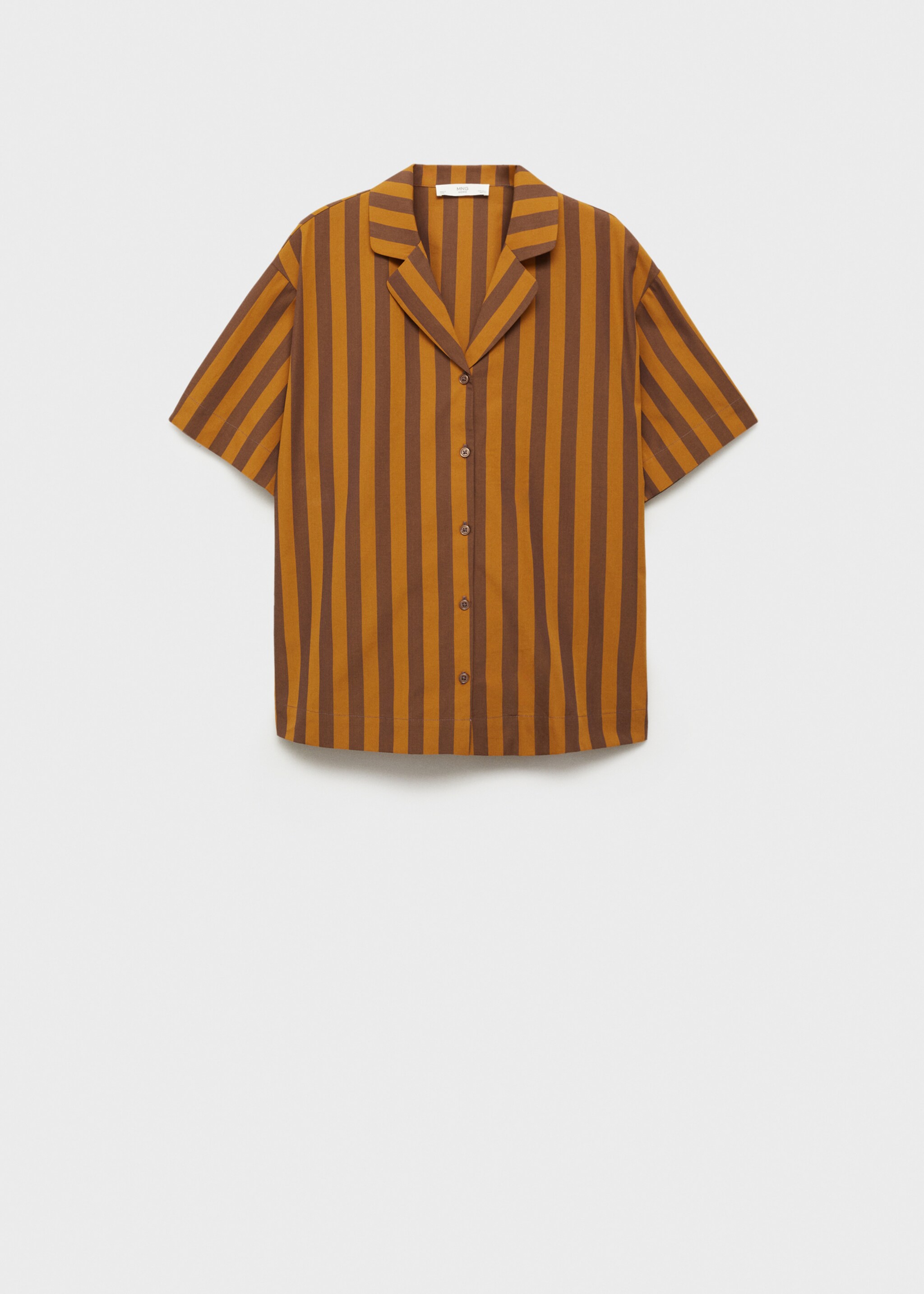 Two-tone woven striped short shirt - Article without model, Brown. Ref: 87054067-00.