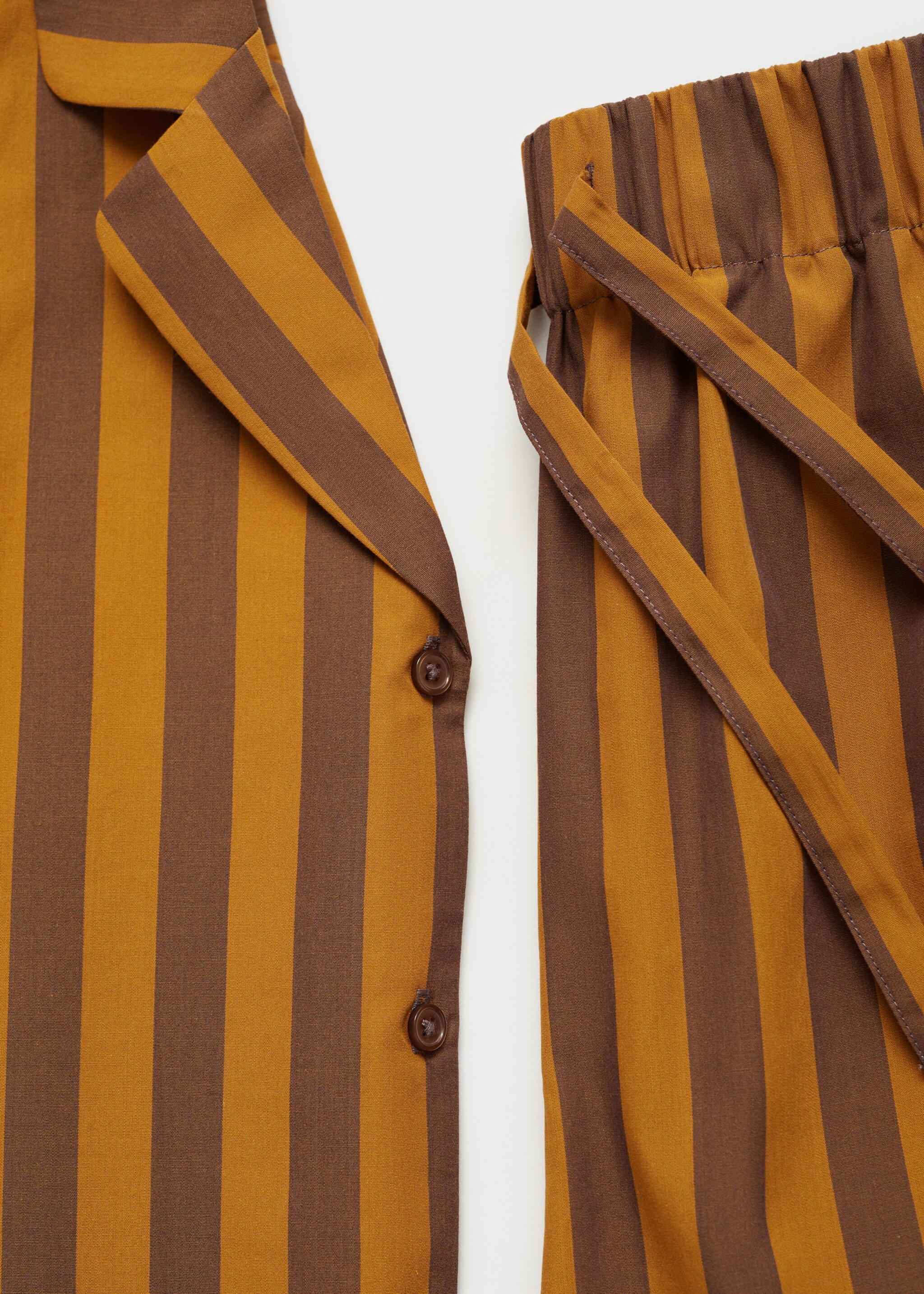 Two-tone woven striped short shirt - Details of the article 0, Brown. Ref: 87054067-00.