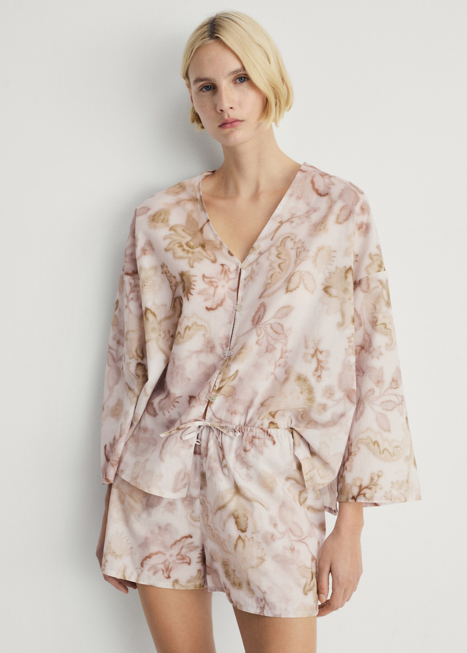 Pyjama-Shorts mit Tropical Print - Detail des Artikels 1