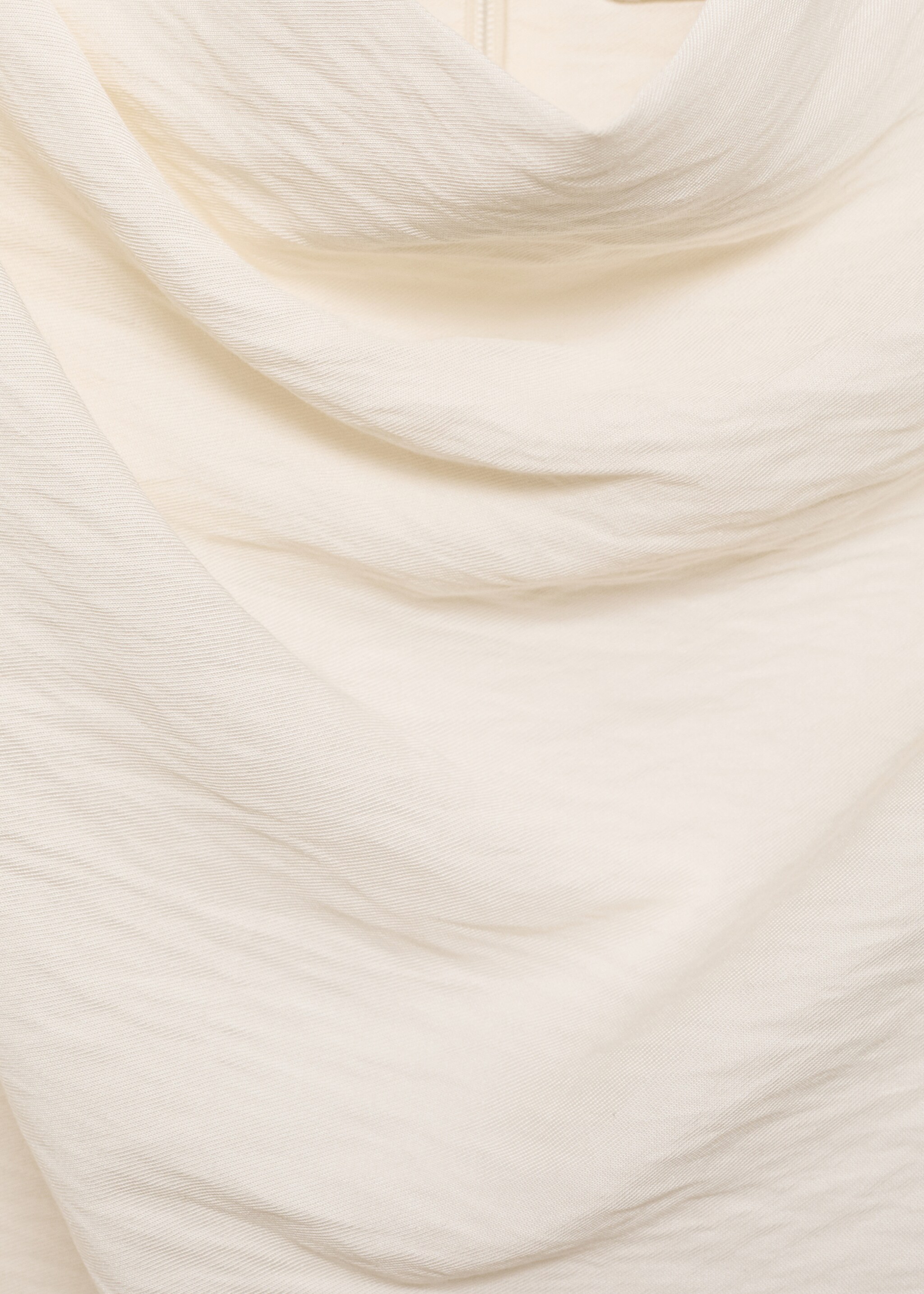 Textured draped blouse - Details of the article 8, Ecru. Ref: 87054069-00.