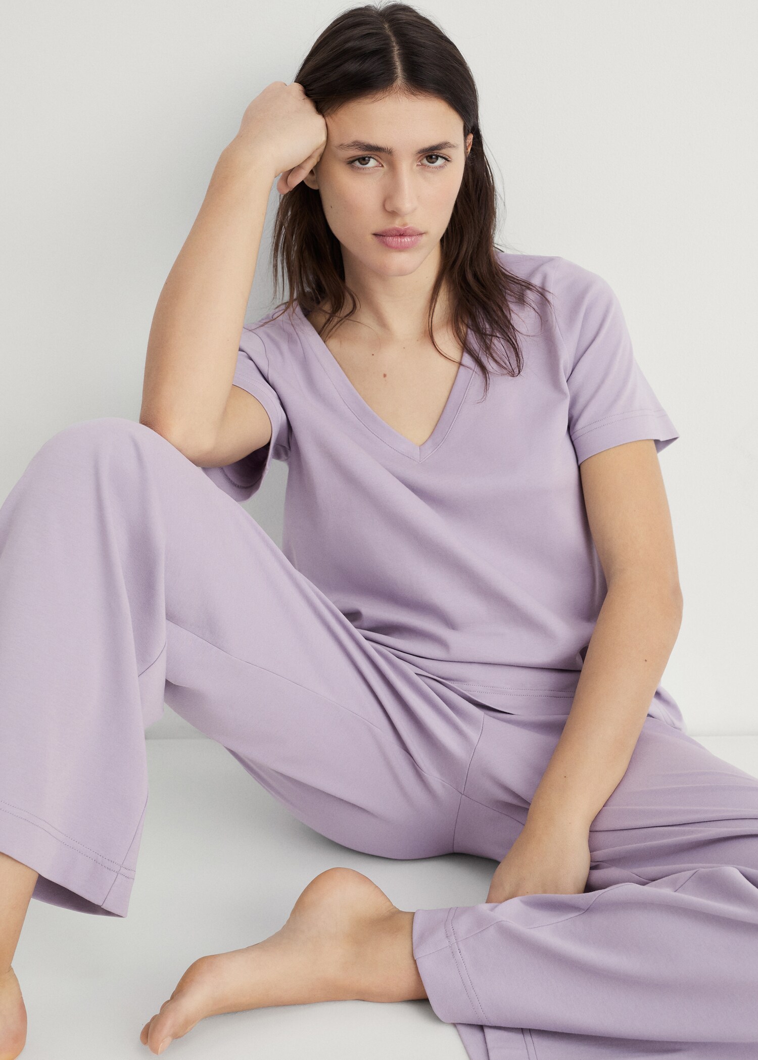 Plain cotton pyjama trousers - Details of the article 2